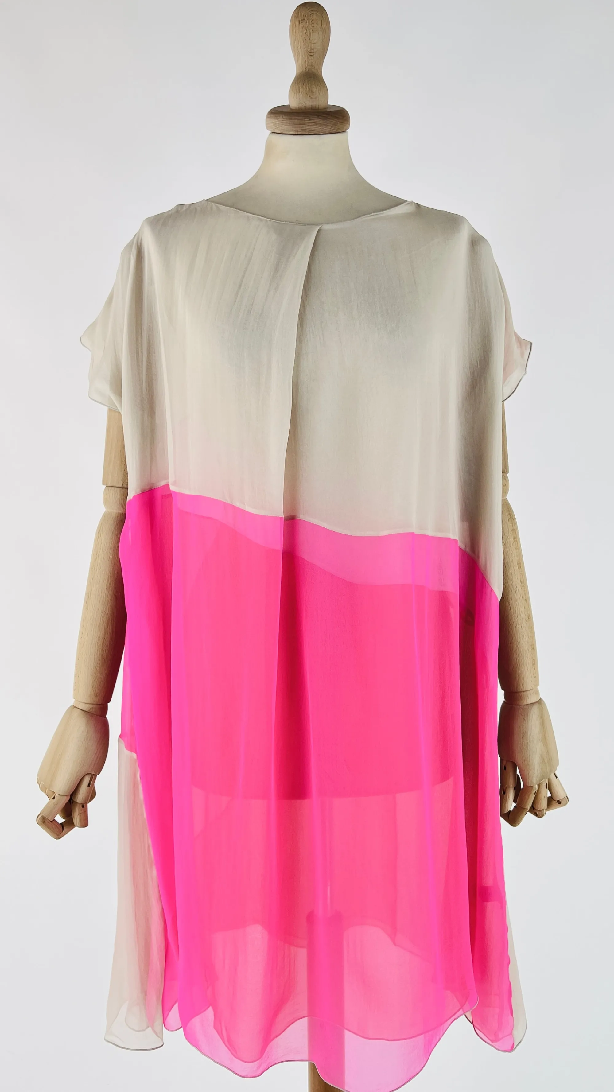 Donna BOTTEGA VENETA Abiti Corti | Rosso/rosa/viola>Abito in chiffon di seta bicolor