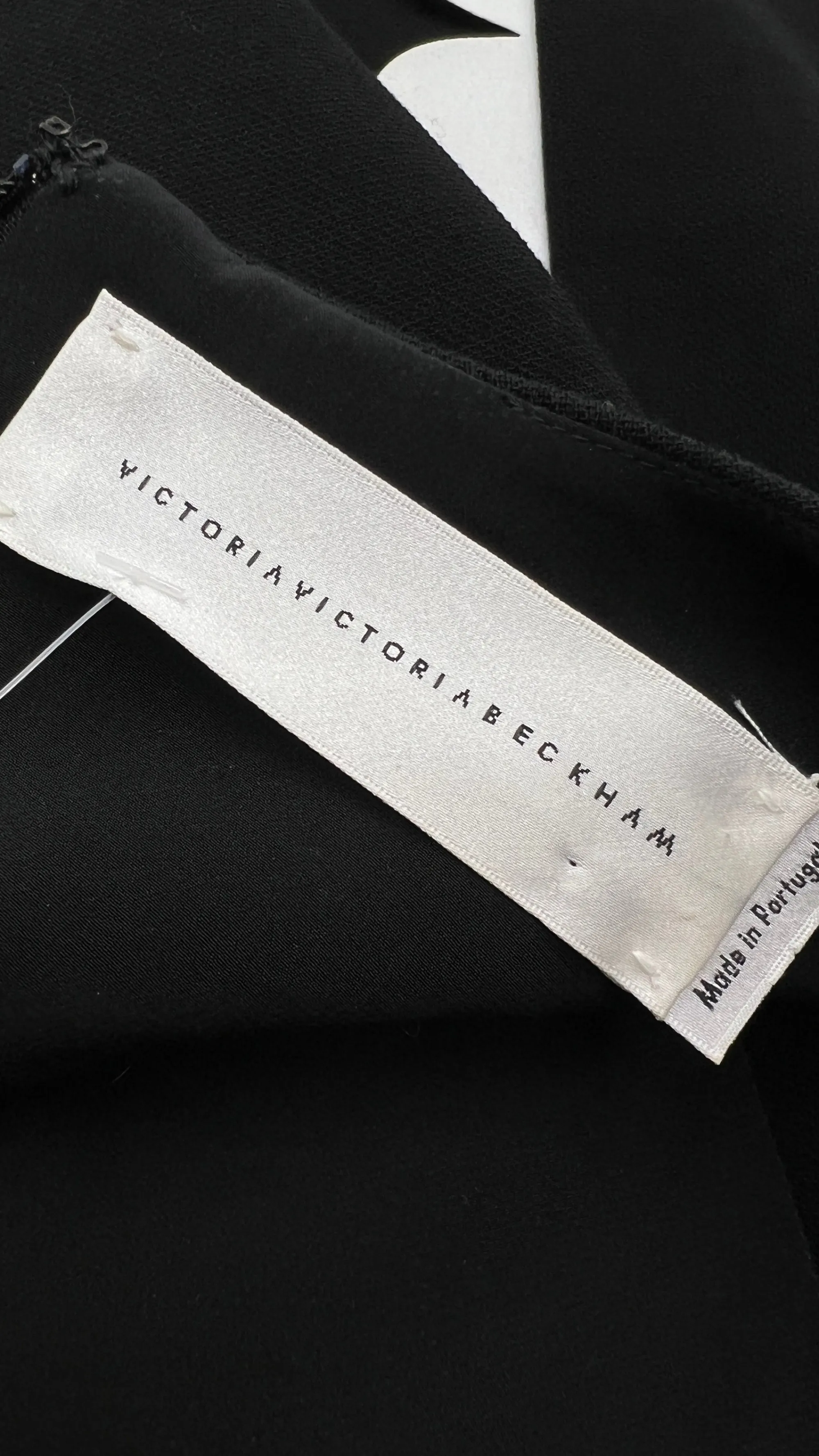 Donna VICTORIA victoria beckham Abiti Corti | Bianco/nero/grigio>Abito nero dettaglio smerlato bianco