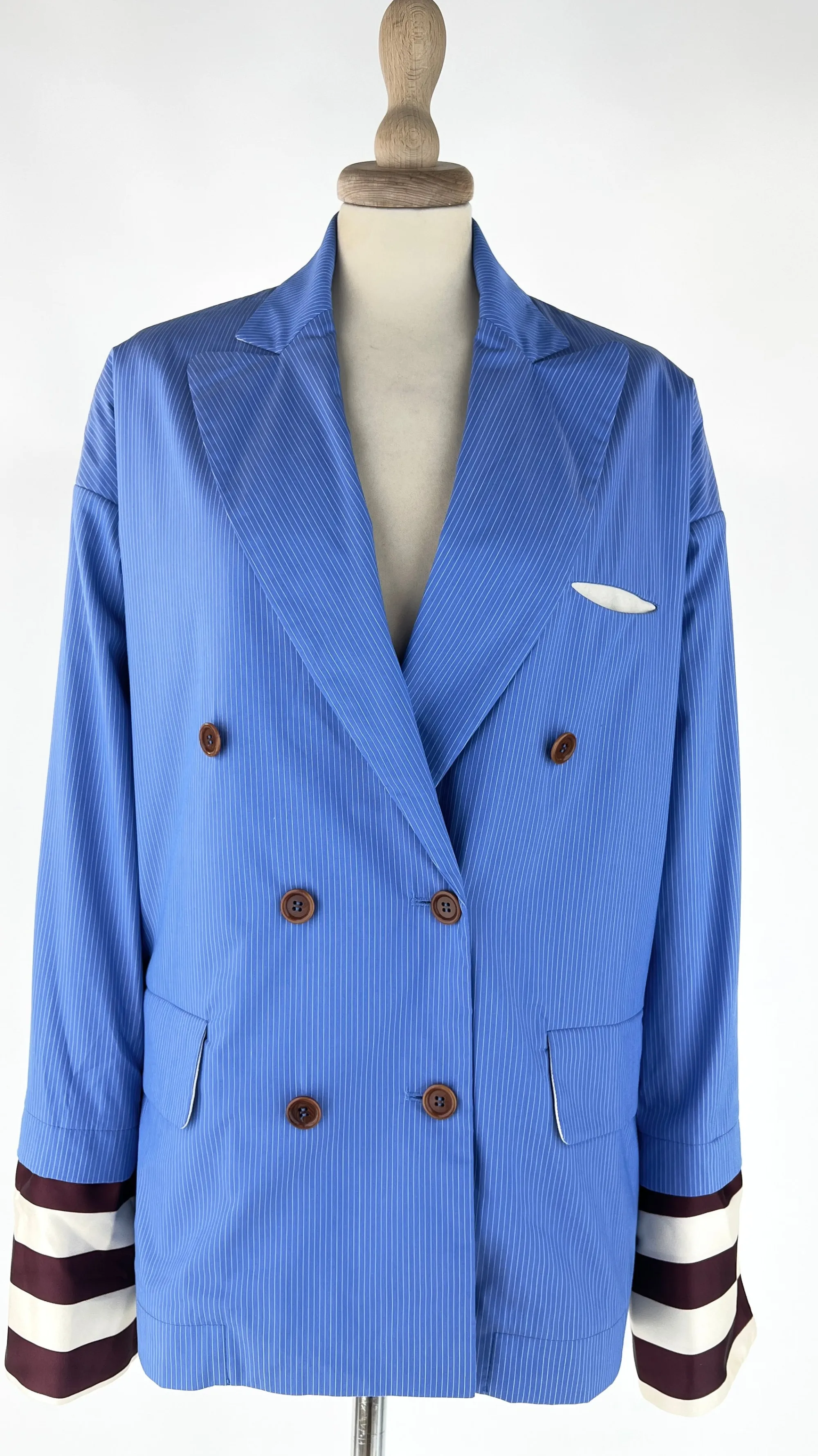 Donna Jejia Blazer | Blu/azzurro/verde>Blazer doppiopetto a righe con cartellino