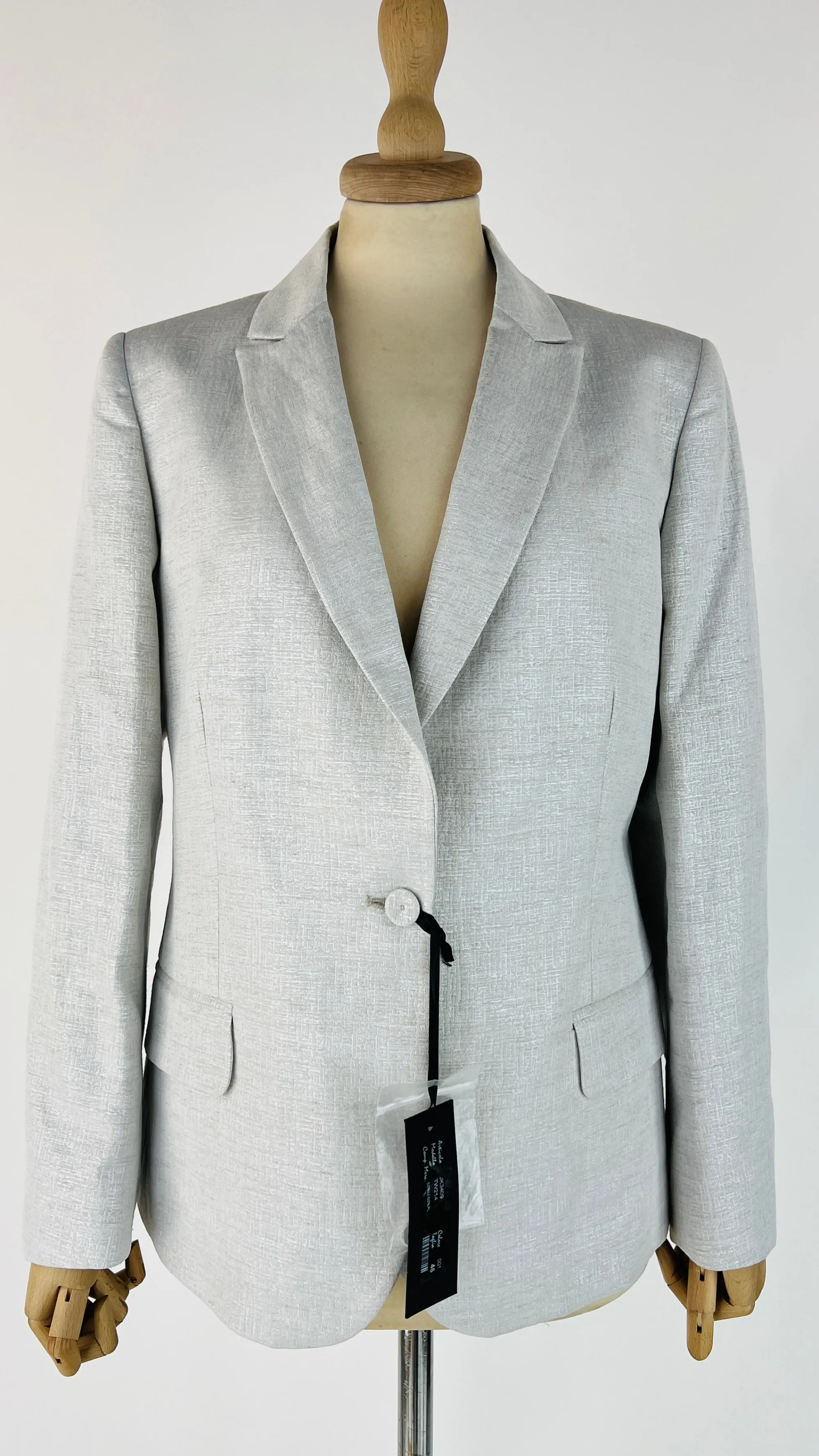 Donna BRIAN DALES Blazer | Bianco/nero/grigio>Blazer jacquard effetto lucido con cartellino