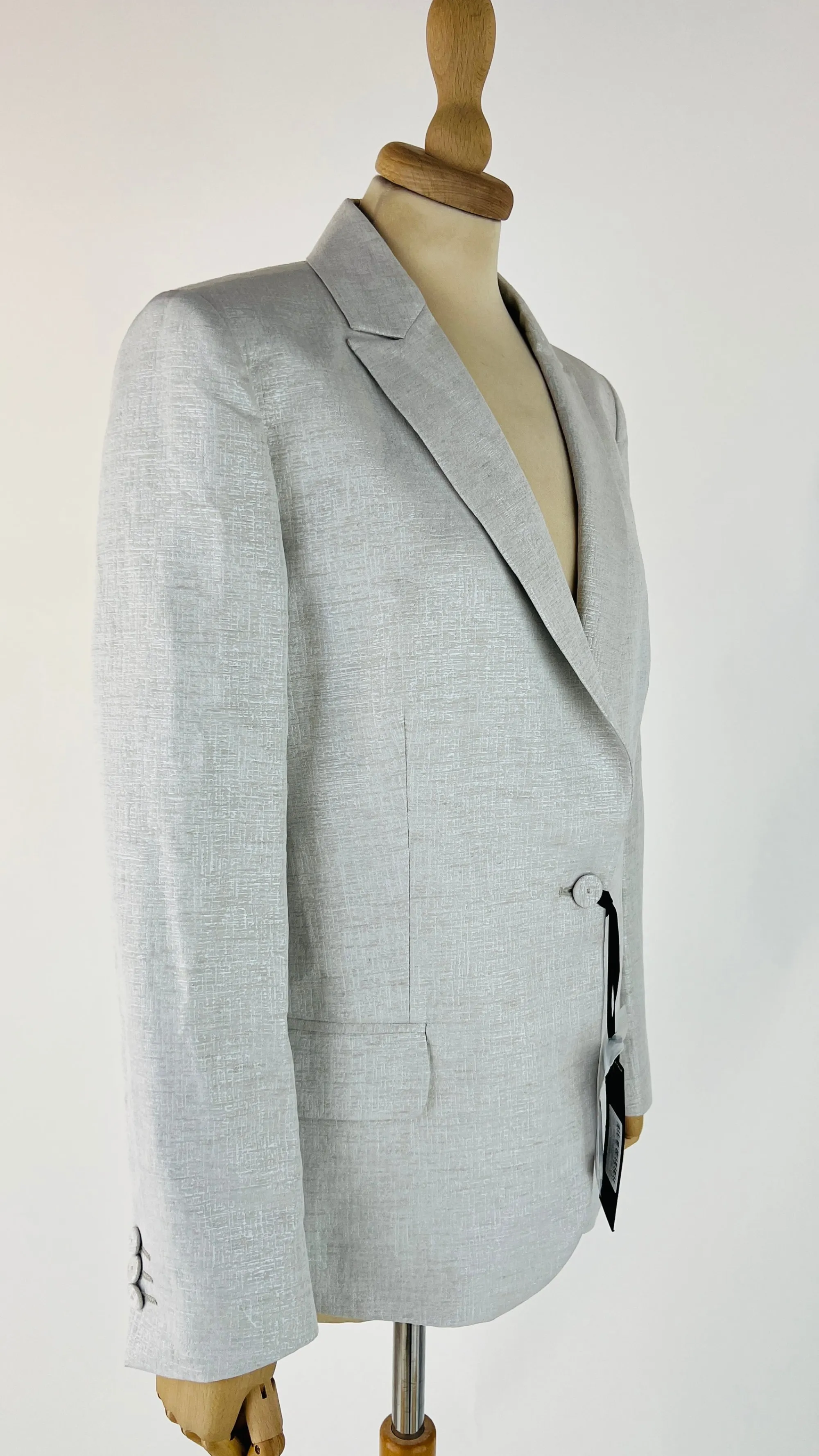 Donna BRIAN DALES Blazer | Bianco/nero/grigio>Blazer jacquard effetto lucido con cartellino