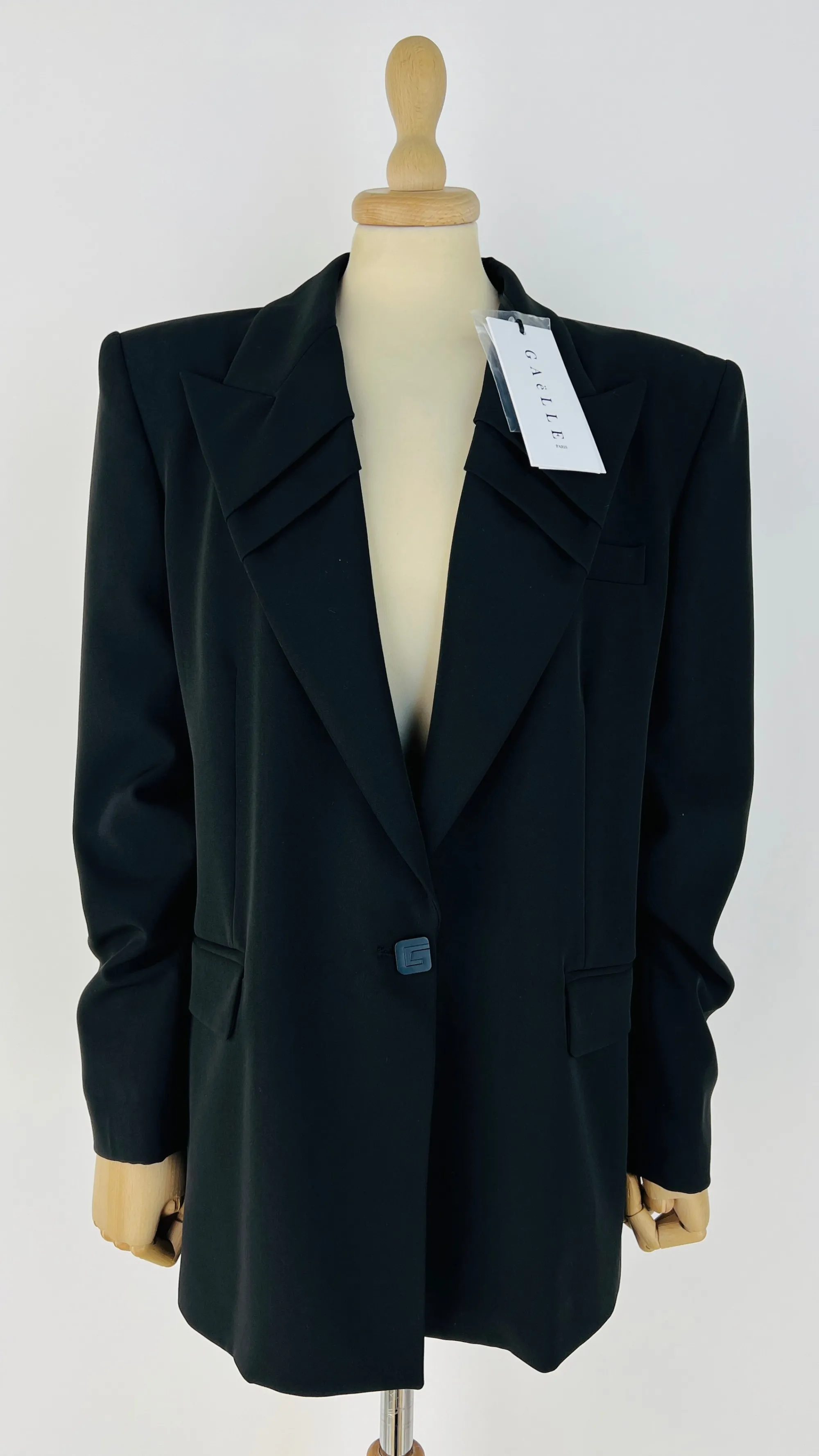 Donna Gaelle paris Blazer | Bianco/nero/grigio>Blazer revers plissé con cartellino