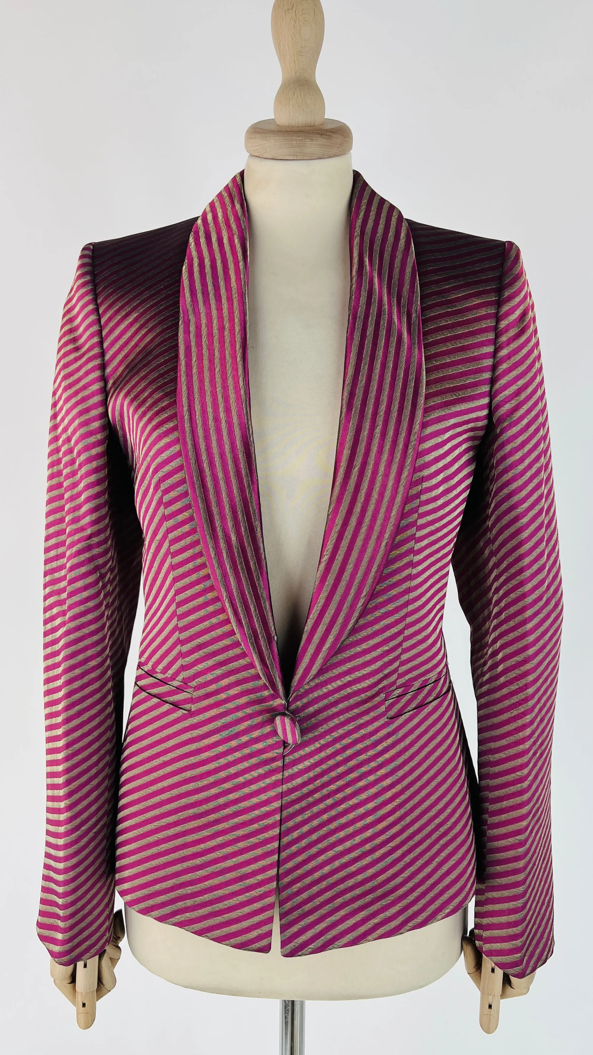 Donna GIORGIO ARMANI Blazer | Rosso/rosa/viola>Blazer sfiancato a righe lurex