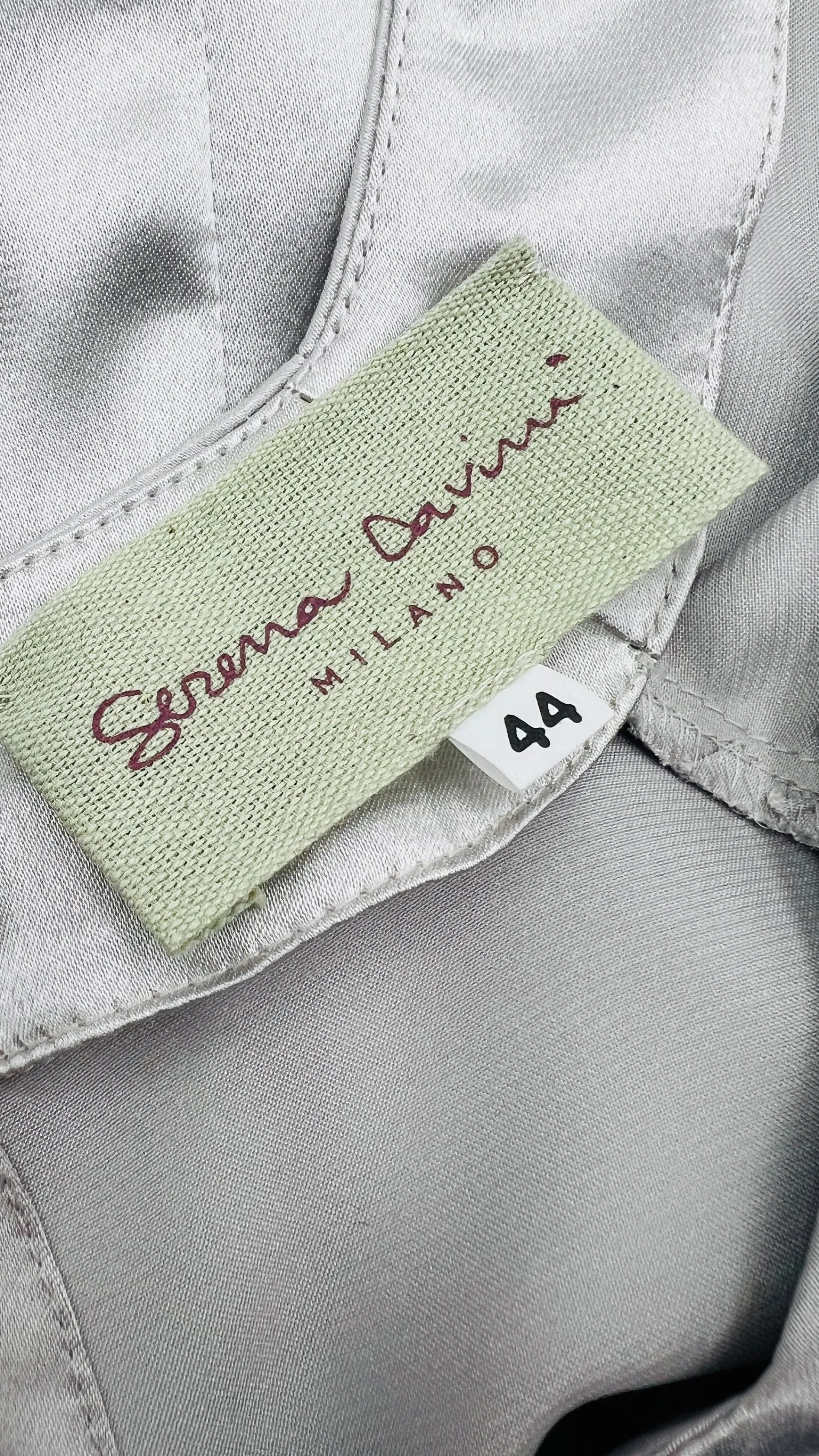 Donna SERENA Davini milano Longsleeves | Bianco/nero/grigio>Blusa a V satin con arriccio