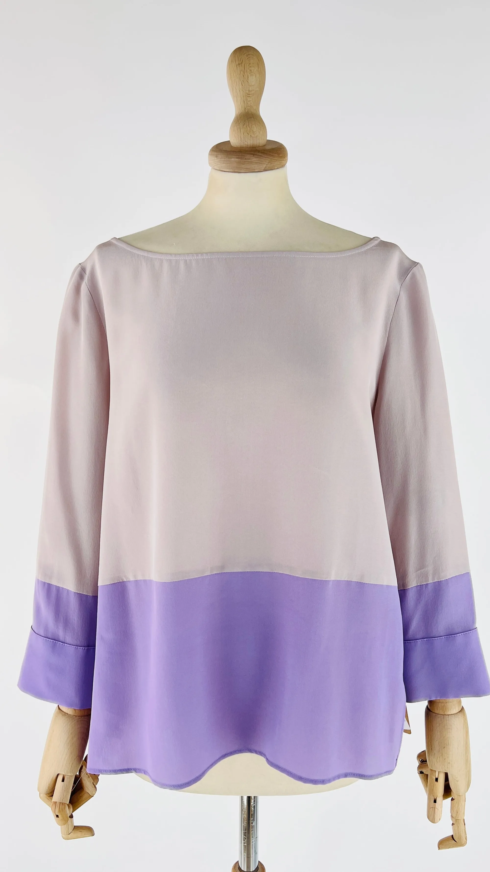 Donna MAX u0026 CO Longsleeves | Rosso/rosa/viola>Blusa bicolor in seta