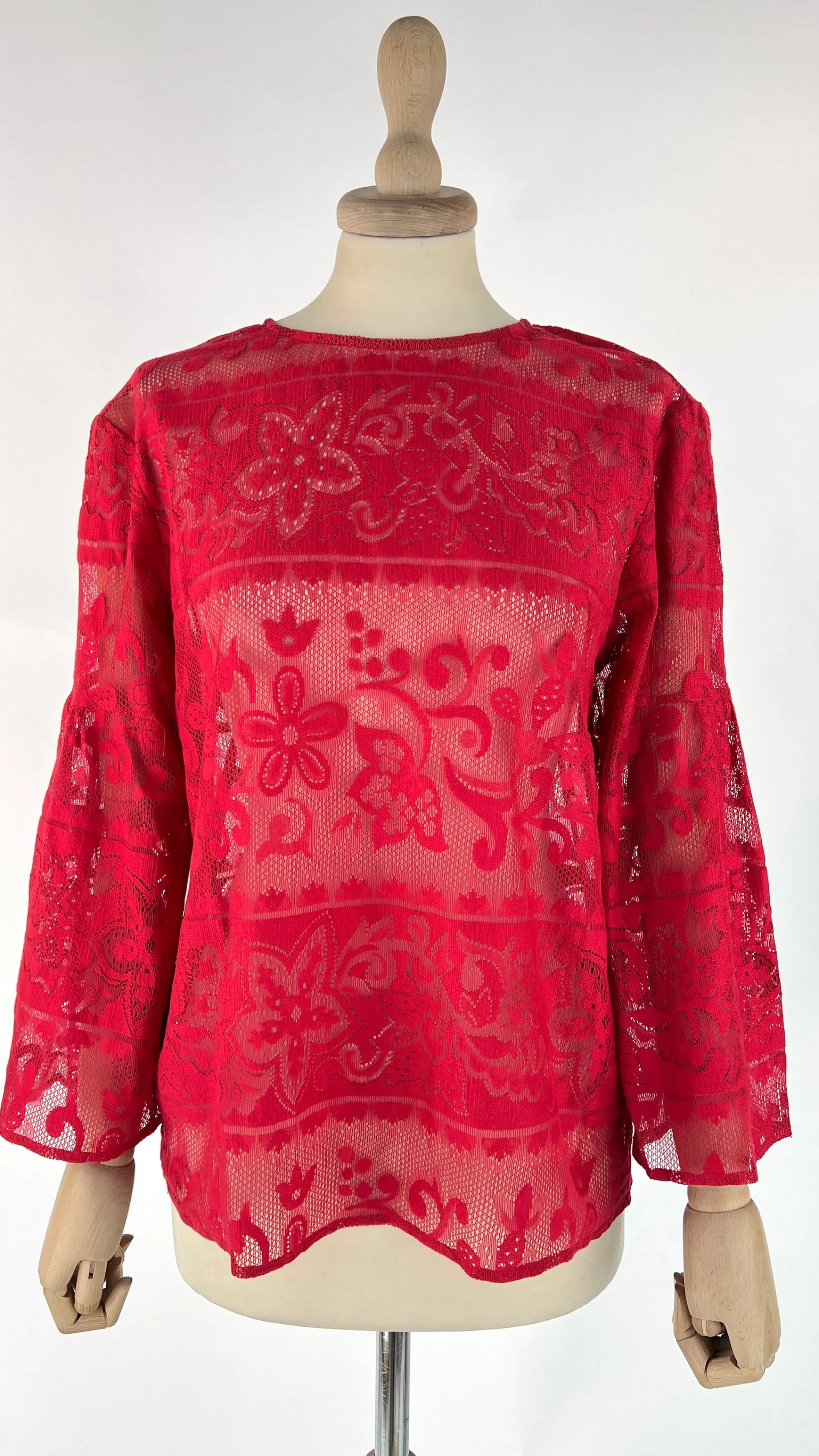 Donna .TESSA Longsleeves | Rosso/rosa/viola>Blusa in pizzo