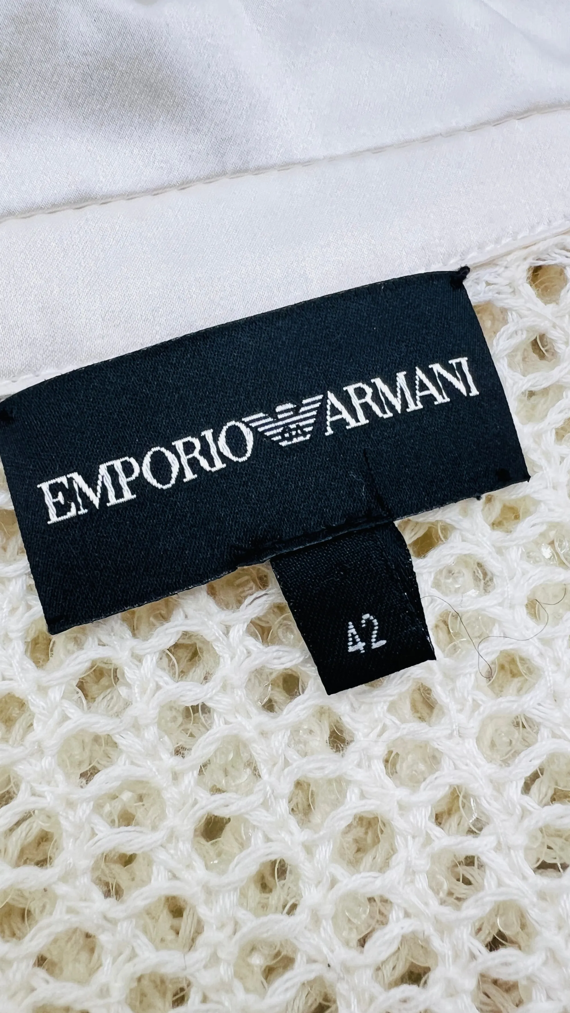 Donna Emporio Armani Camicie | Bianco/nero/grigio>Camicia a rete con paillettes e perline