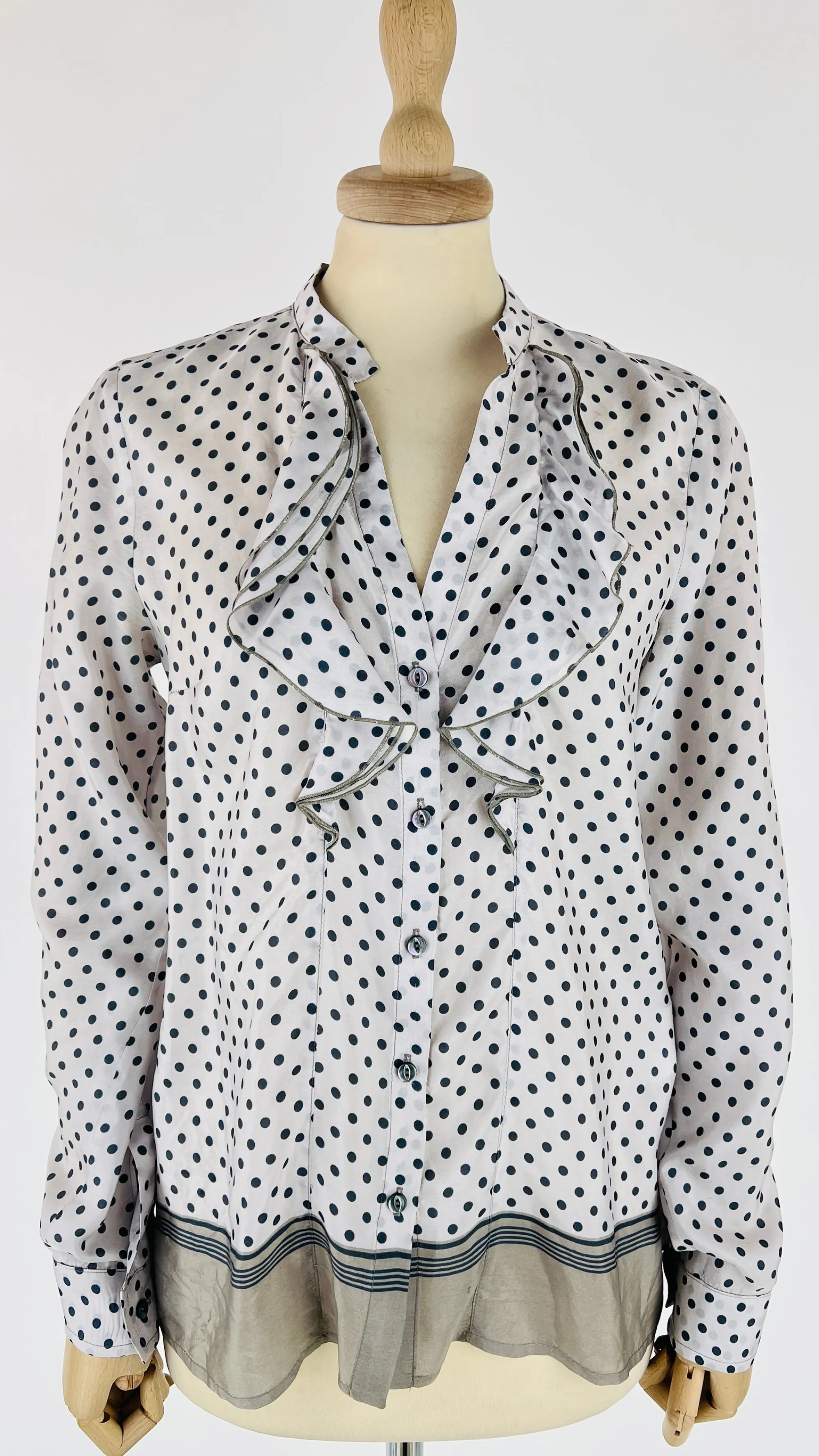 Donna Marella Sport Camicie | Bianco/nero/grigio>Camicia in seta con volant