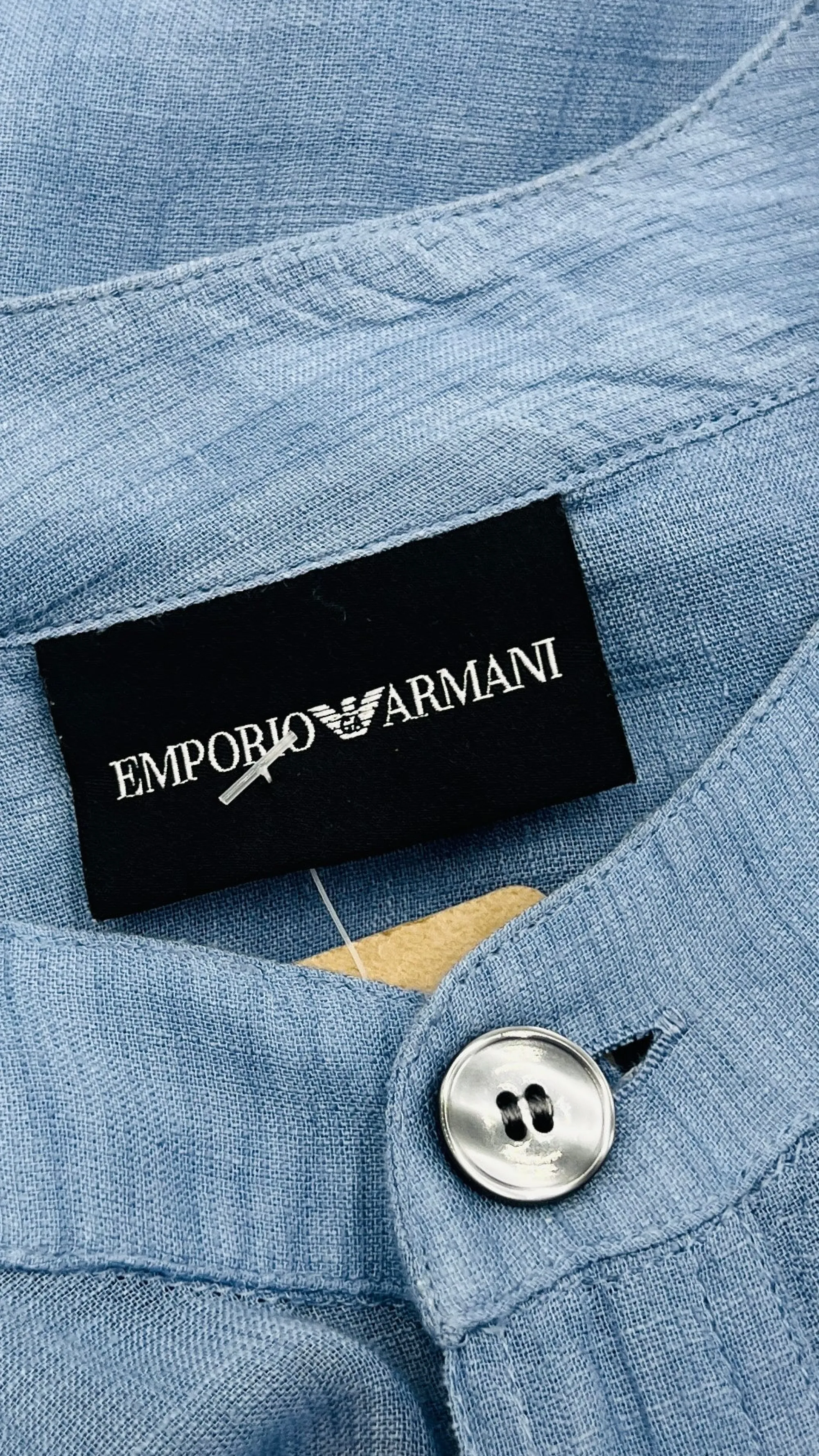 Donna Emporio Armani Camicie | Blu/azzurro/verde>Camicia lunga con bordo a righe