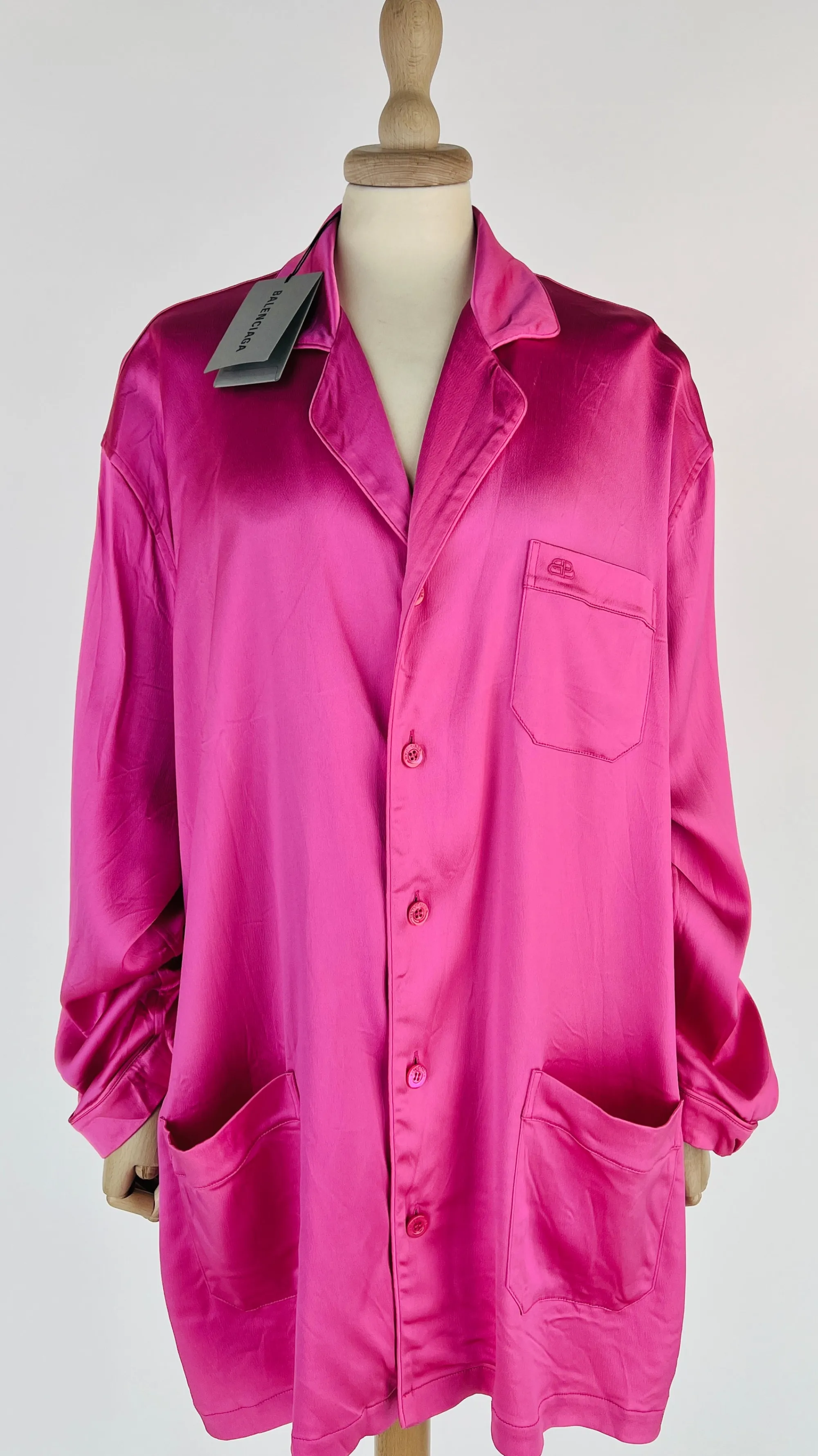 Donna BALENCIAGA Camicie | Rosso/rosa/viola>Camicia oversized con cartellino