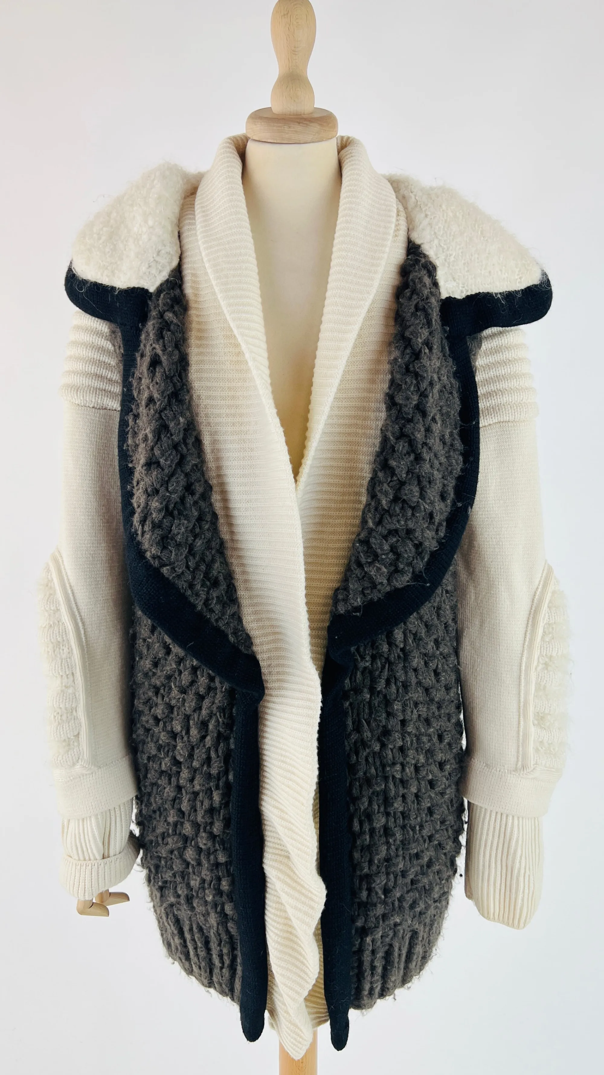 Donna Philosophy Cappotti, Trench, Soprabiti | Bianco/nero/grigio>Cappotto color block in maglia