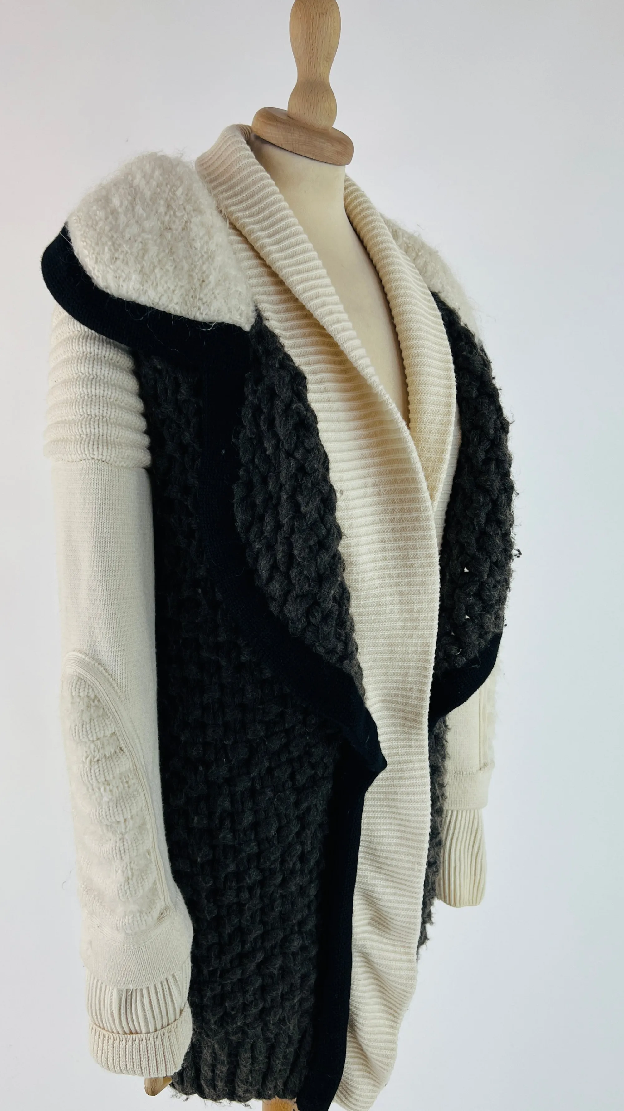 Donna Philosophy Cappotti, Trench, Soprabiti | Bianco/nero/grigio>Cappotto color block in maglia