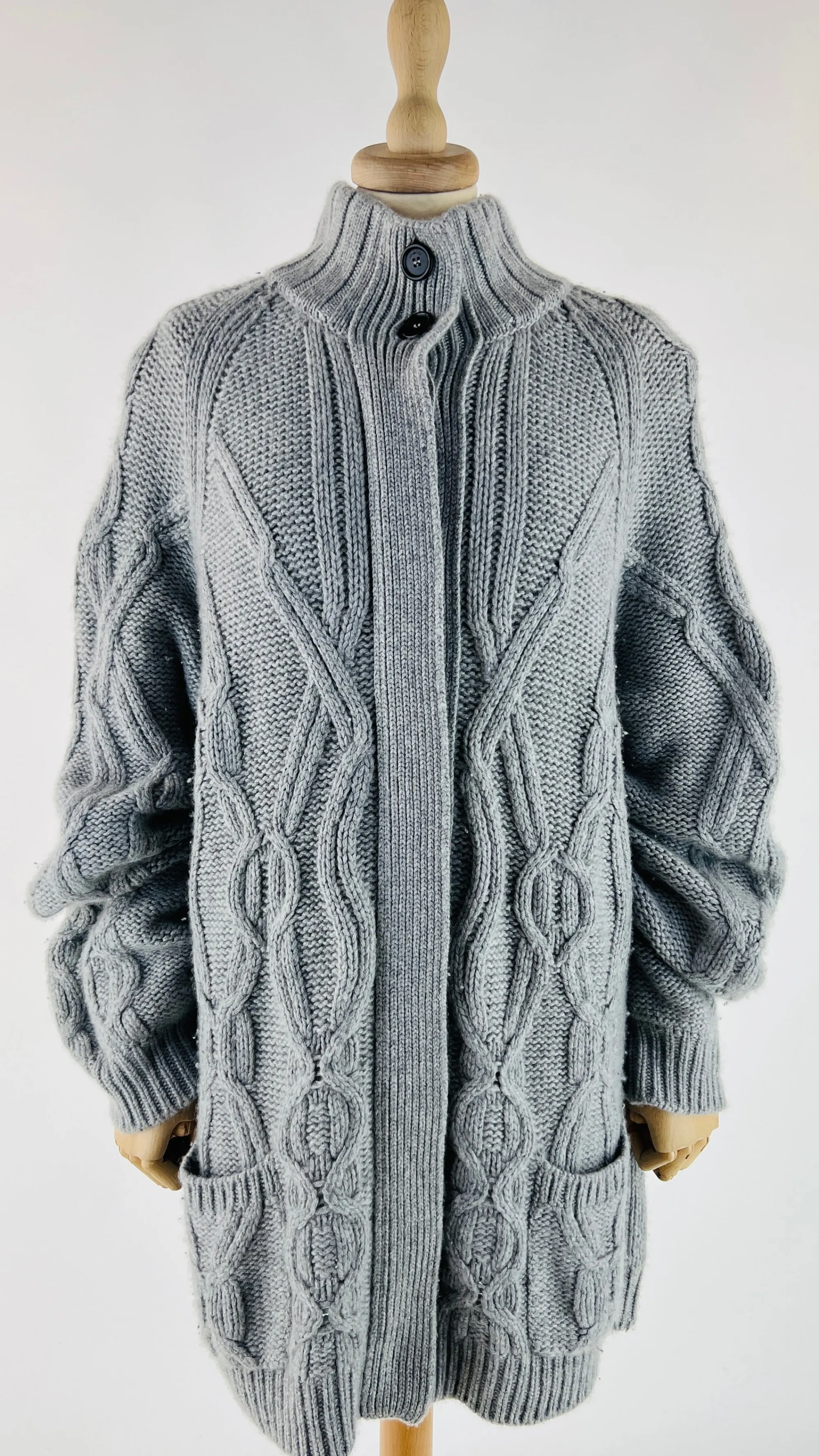 Donna MALO Felpe E Maglieria | Bianco/nero/grigio>Cardigan a trecce in cashmere