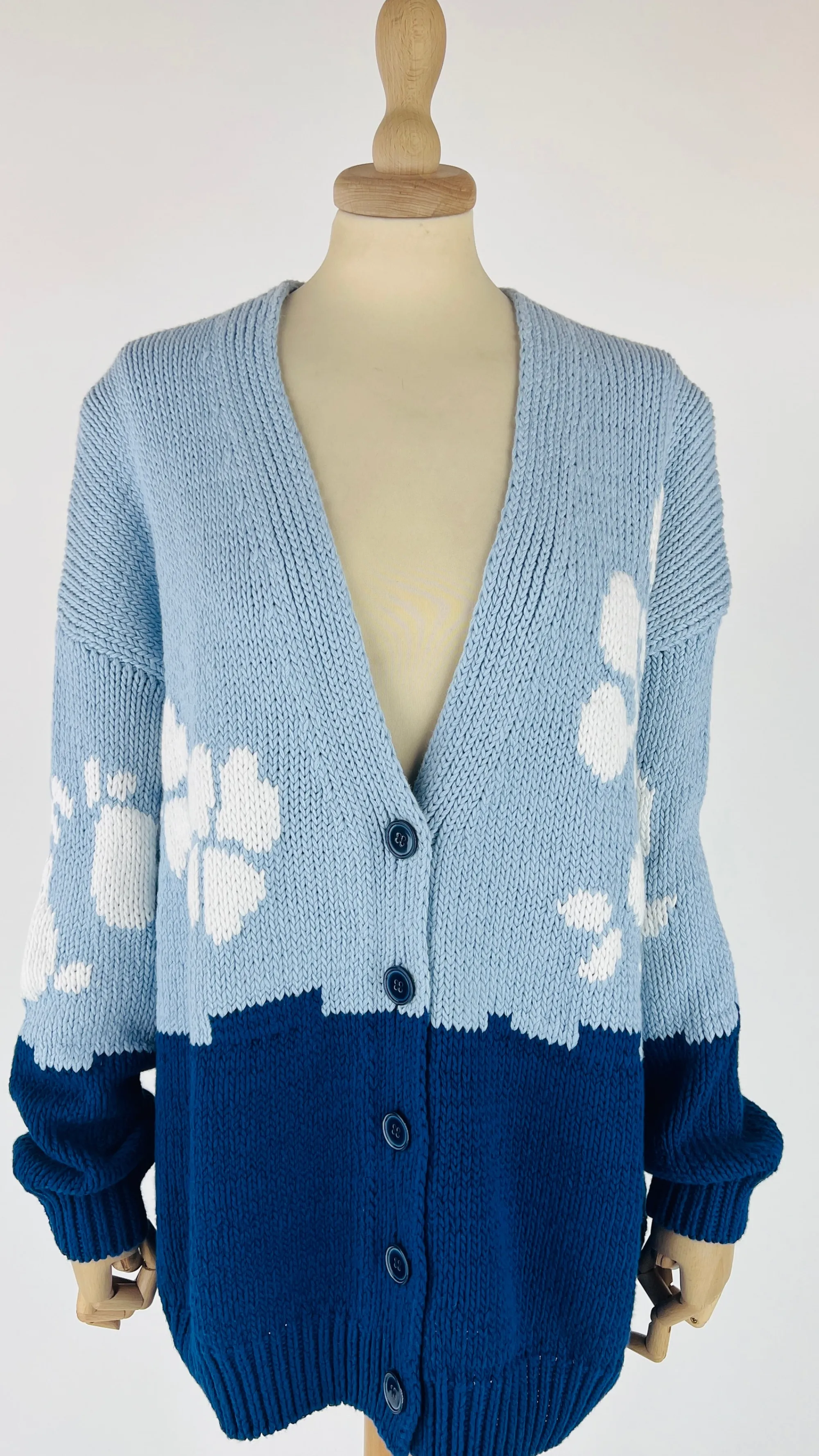 Donna BENETTON Felpe E Maglieria | Blu/azzurro/verde>Cardigan oversized in cotone