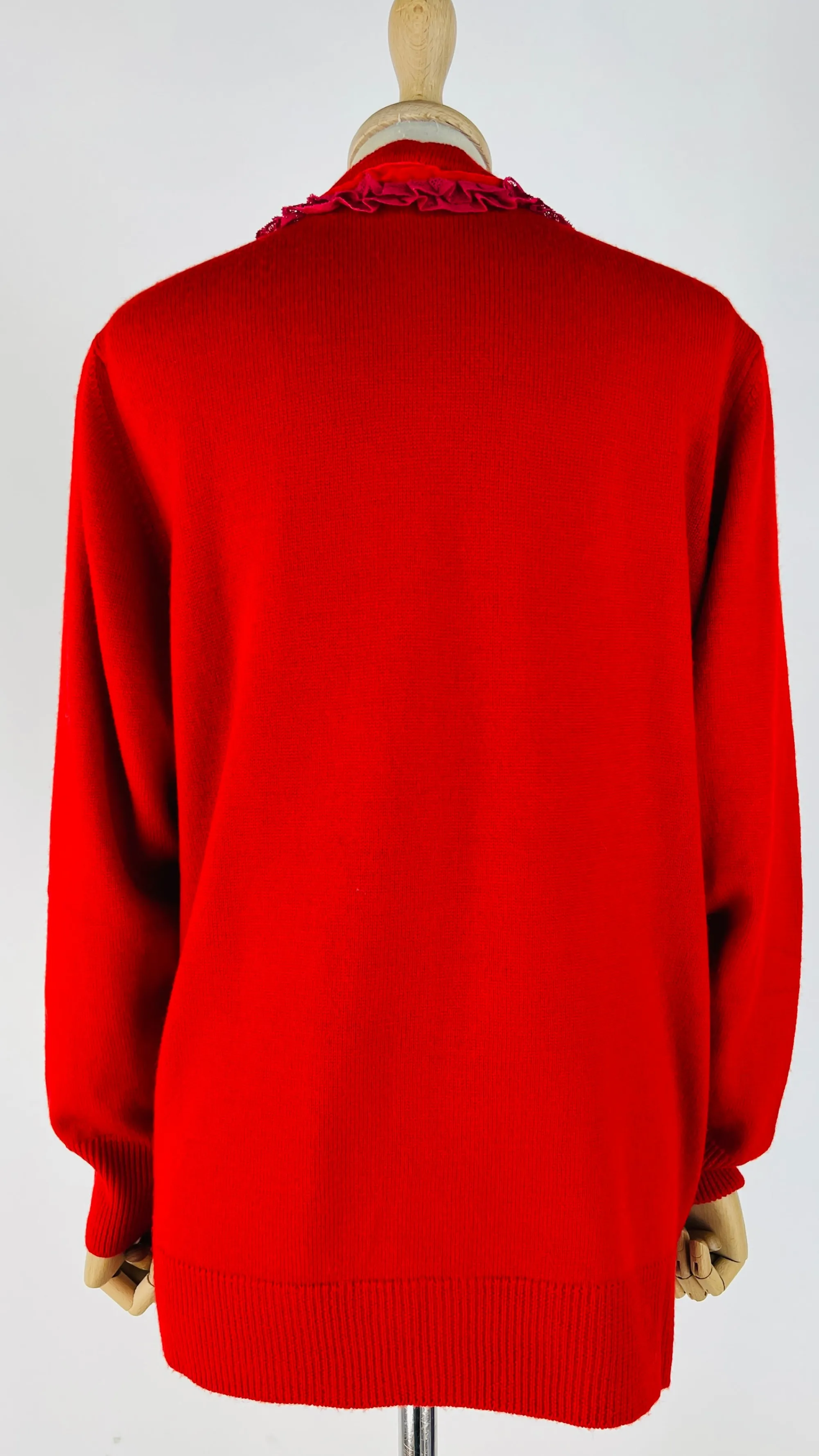 Donna Segreta by Emmanuel Schvili Felpe E Maglieria | Rosso/rosa/viola>Cardigan vintage con pizzo