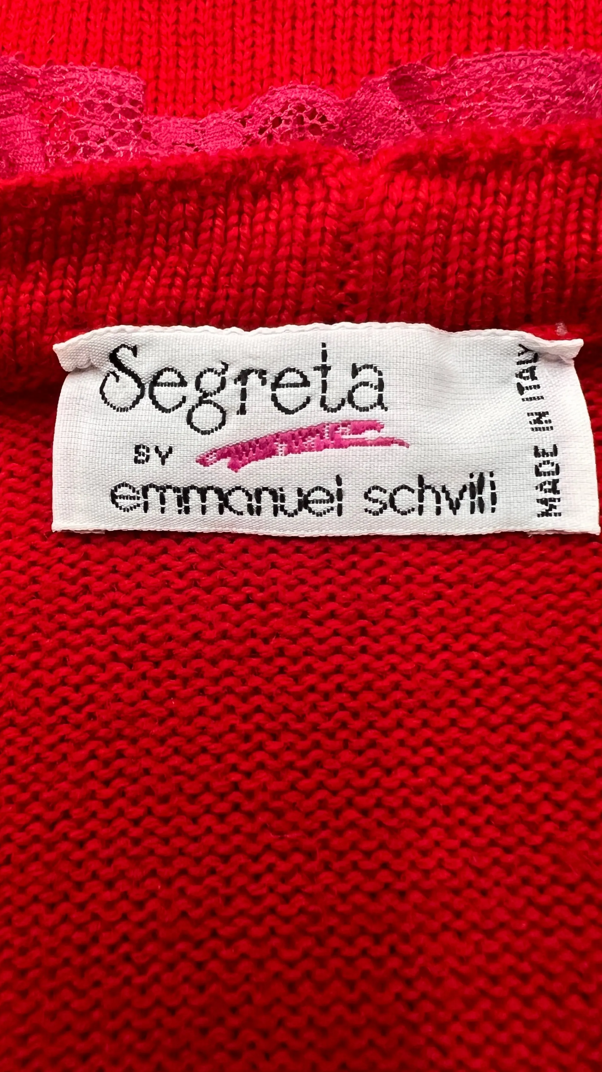 Donna Segreta by Emmanuel Schvili Felpe E Maglieria | Rosso/rosa/viola>Cardigan vintage con pizzo