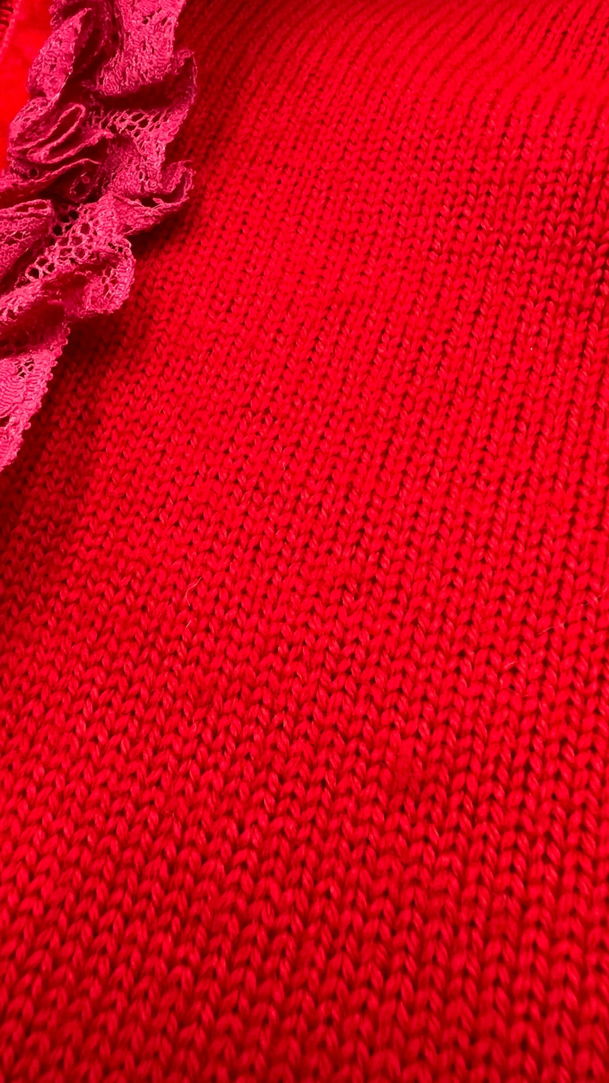 Donna Segreta by Emmanuel Schvili Felpe E Maglieria | Rosso/rosa/viola>Cardigan vintage con pizzo