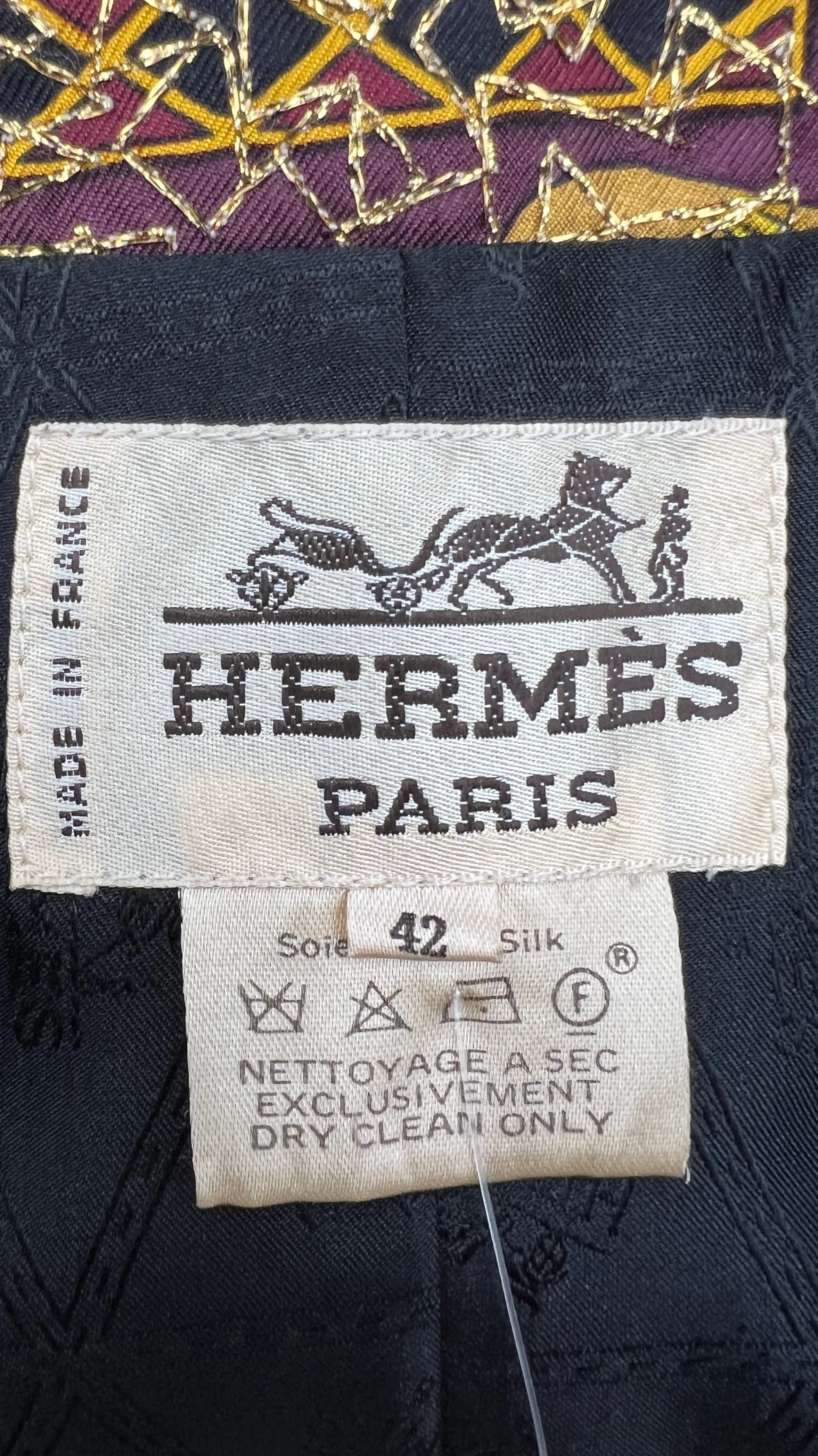 Donna HERMES Completi, Set E Tailleur | Giallo/arancione/marrone/oro>Completo vintage in seta con ricami dorati