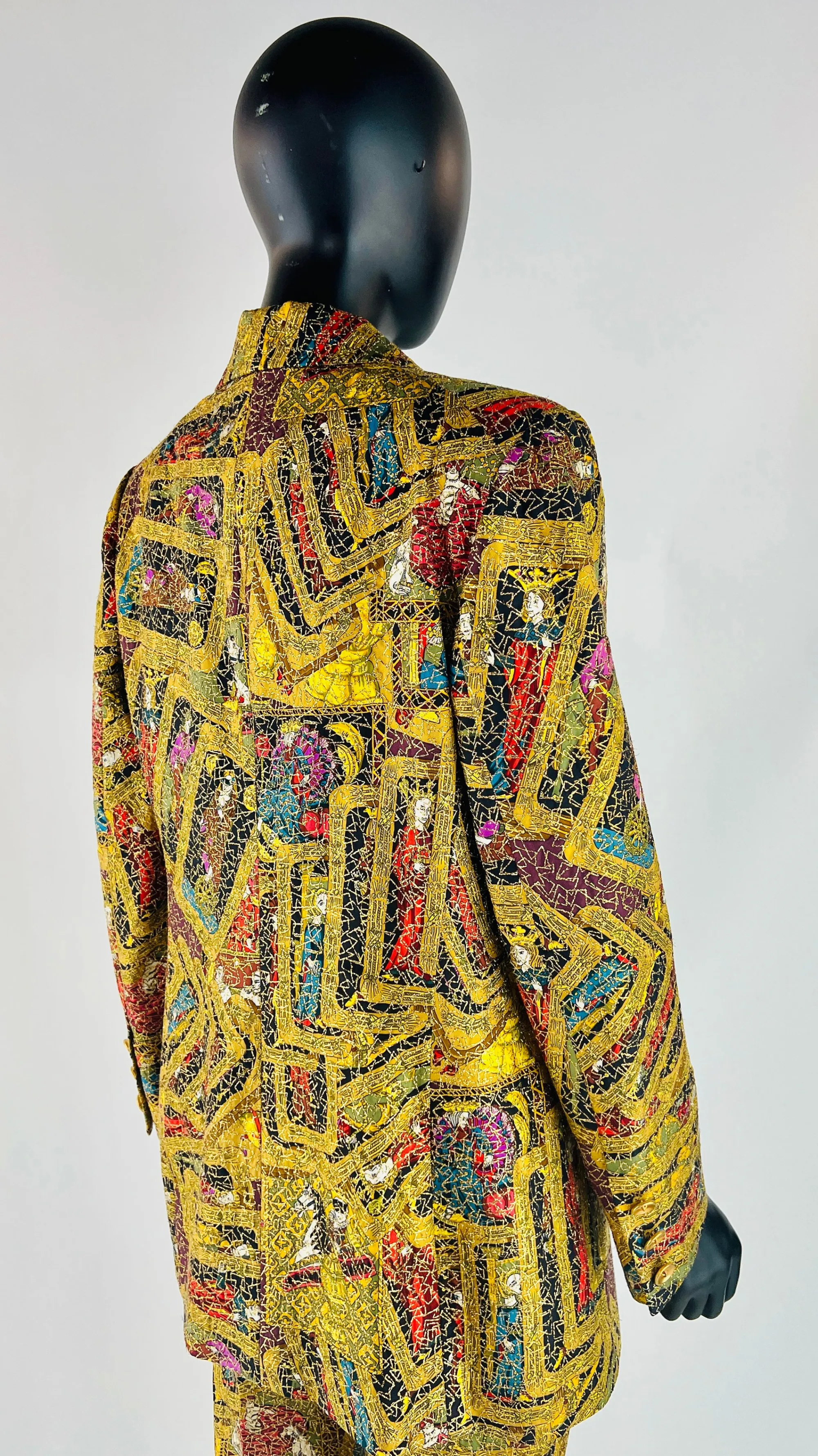 Donna HERMES Completi, Set E Tailleur | Giallo/arancione/marrone/oro>Completo vintage in seta con ricami dorati