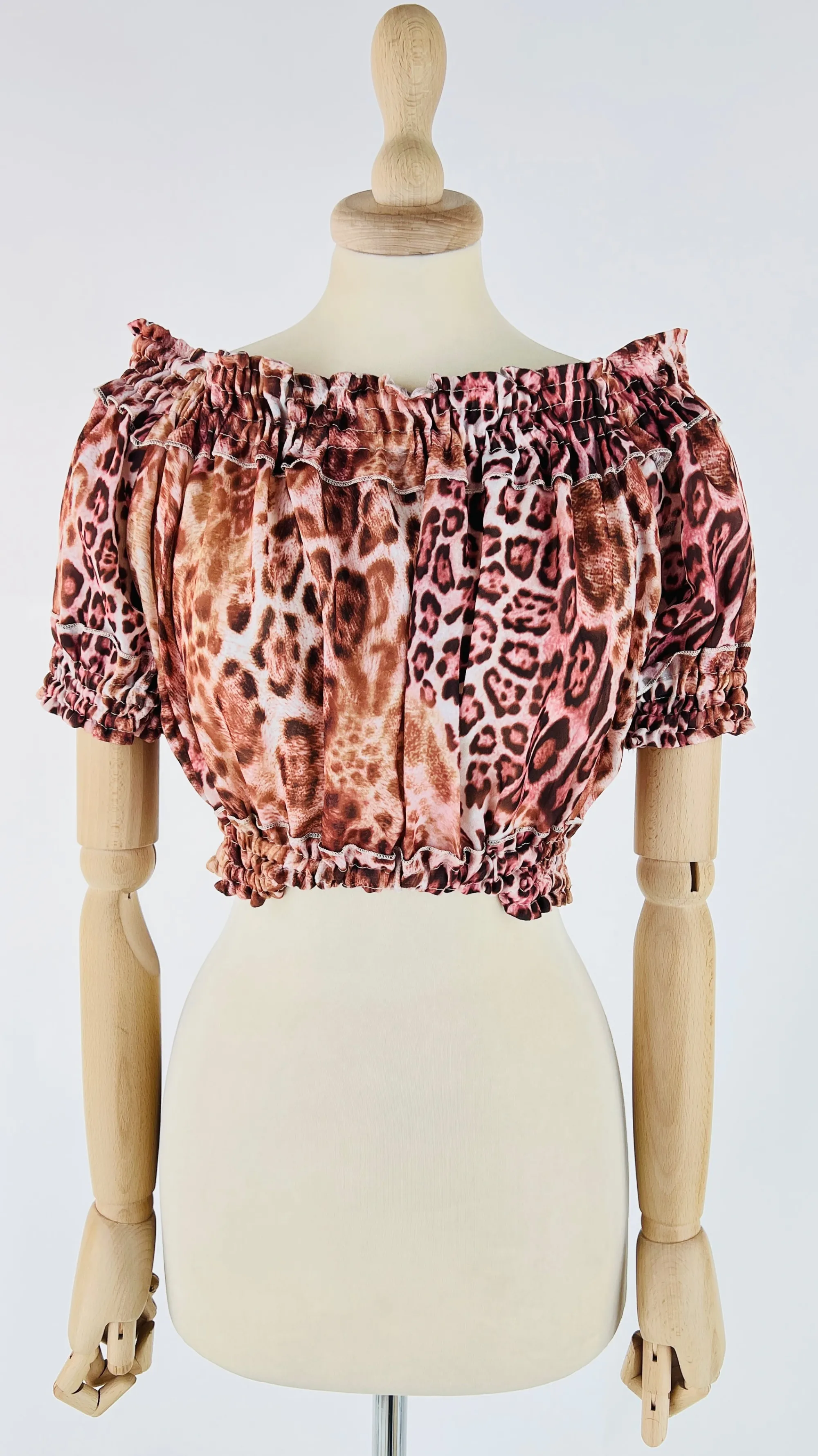 Donna ANTONELLO SERIO T-shirts E Bluse | Fantasie>Cropped top animalier con cartellino