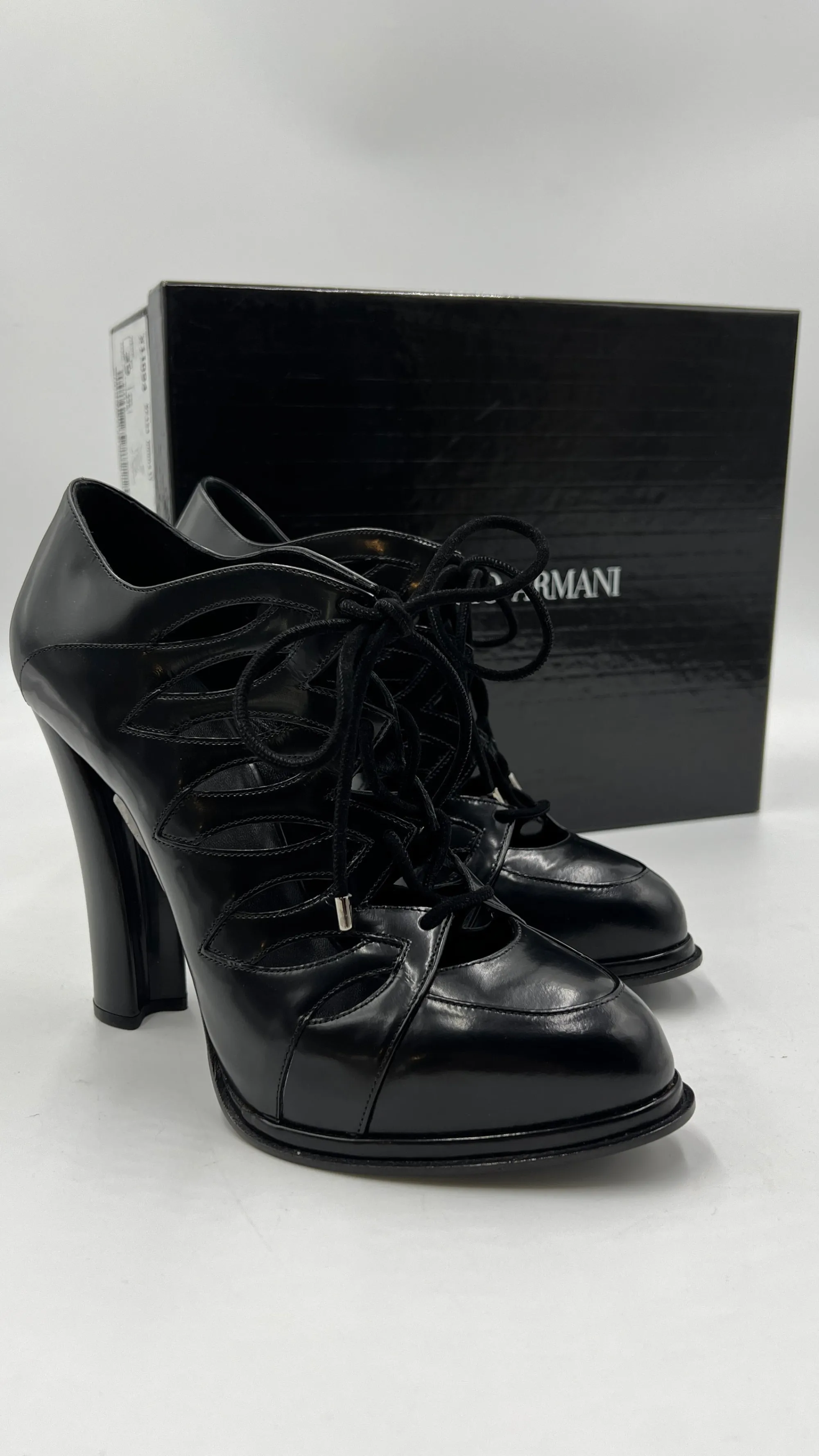 Donna GIORGIO ARMANI Scarpe | Bianco/nero/grigio>Francesine traforate Collezione 2013 con box