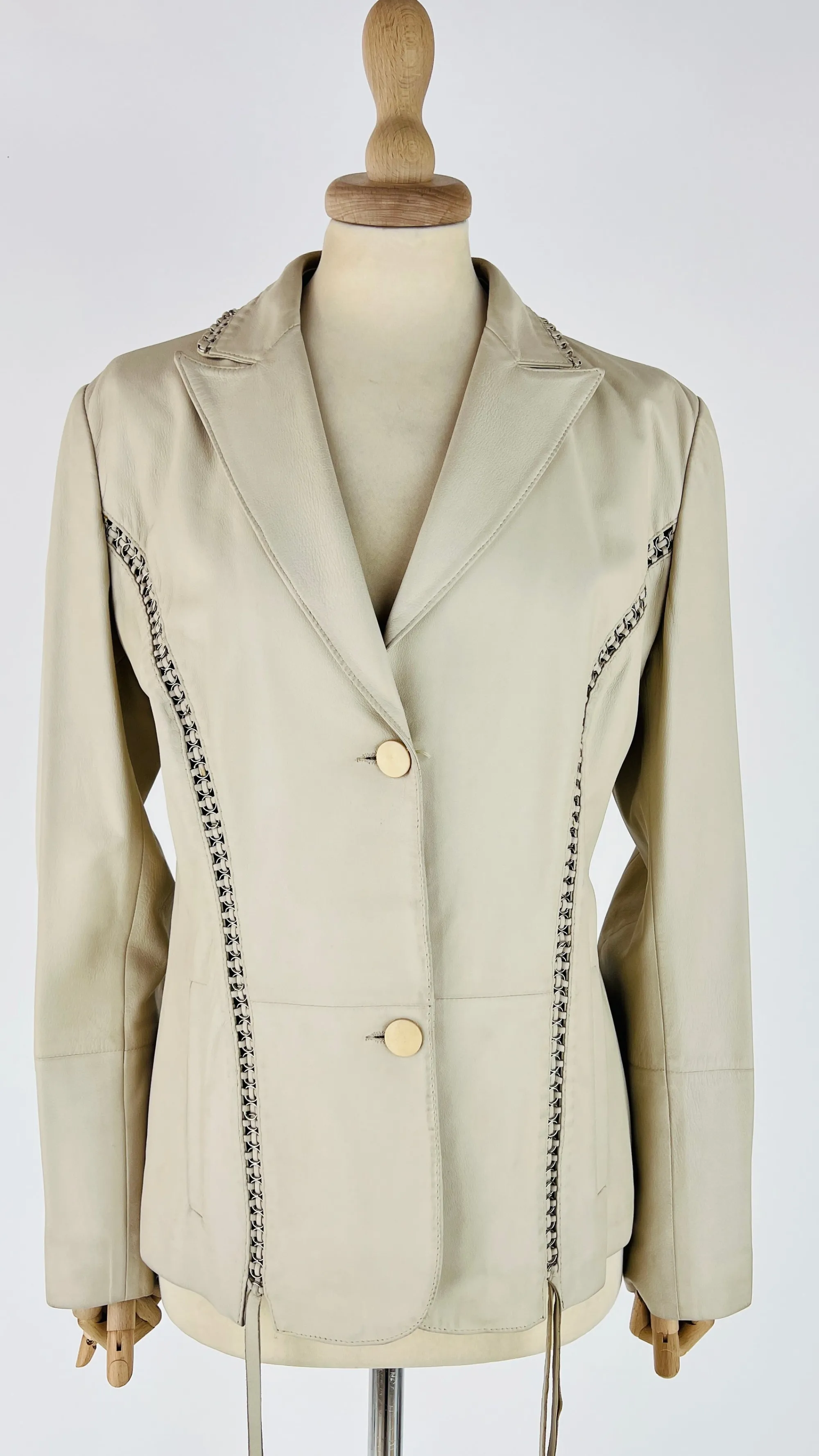 Donna Enrico Mandelli Blazer | Giallo/arancione/marrone/oro>Giacca in pelle con mini anelli