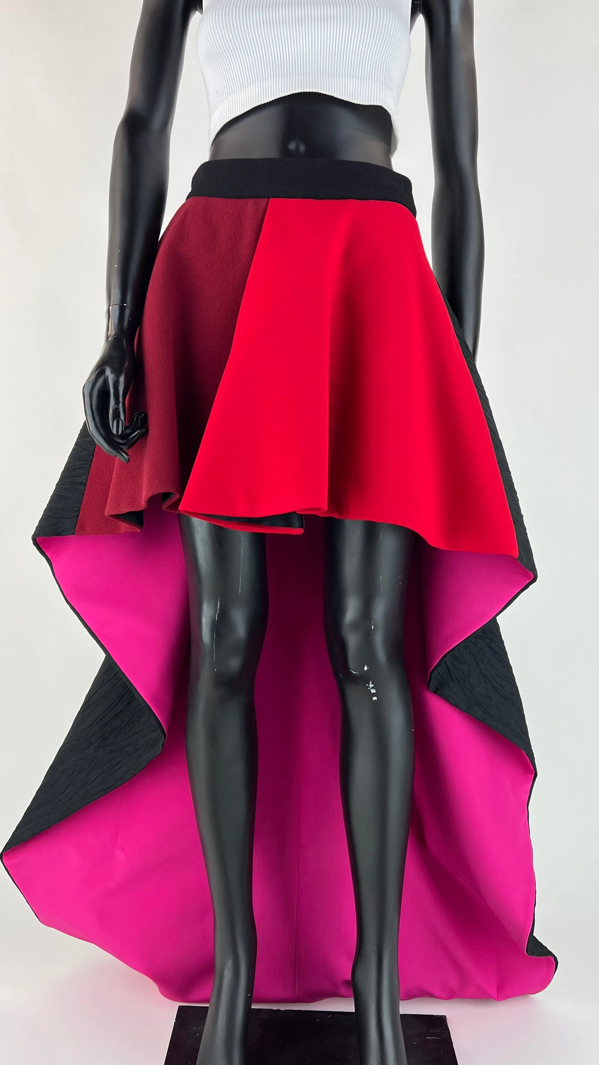 Donna Fausto Puglisi Gonne | Rosso/rosa/viola>Gonna color block con coda