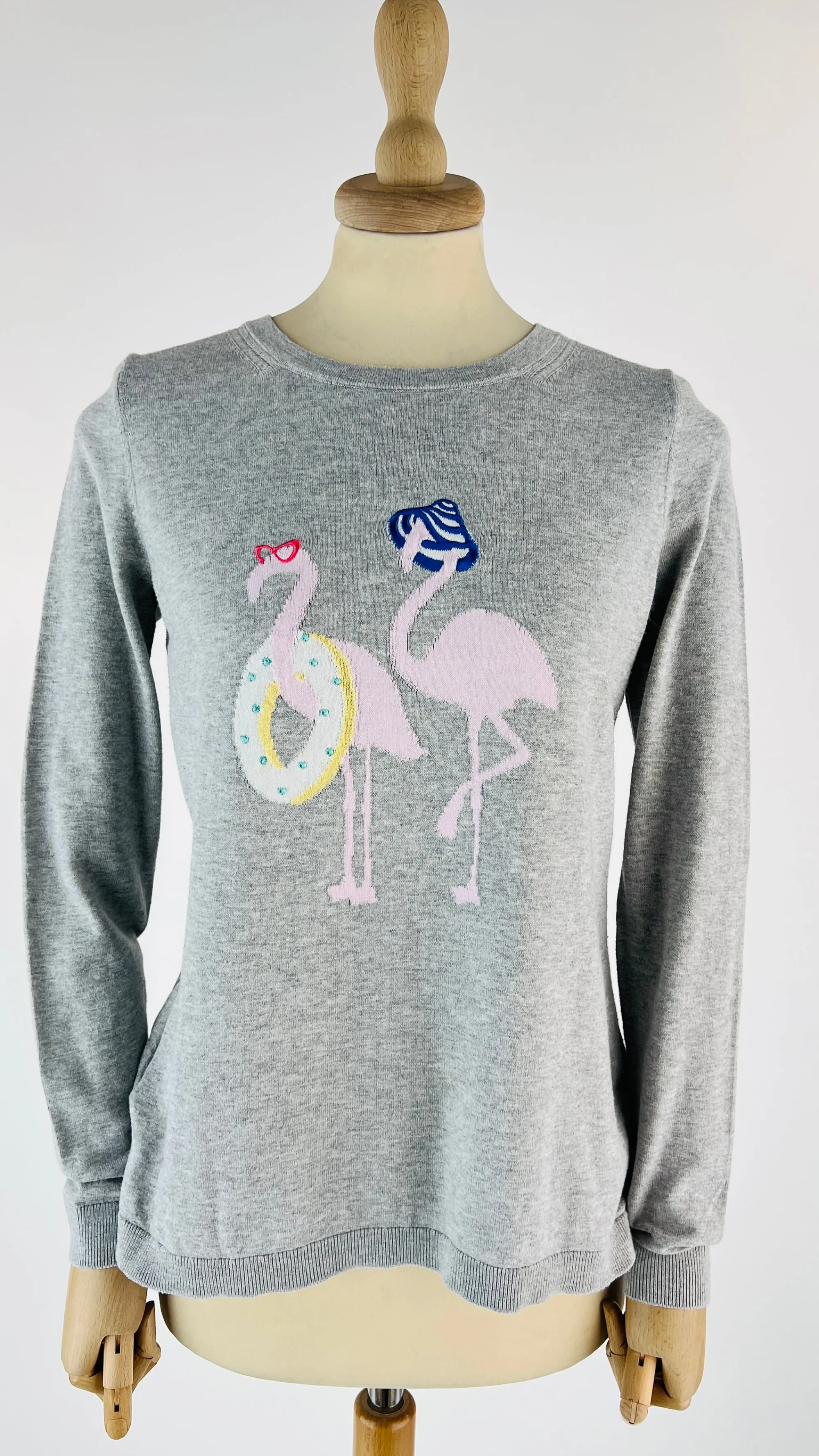 Donna Talbots Felpe E Maglieria | Bianco/nero/grigio>Longsleeve con fenicotteri