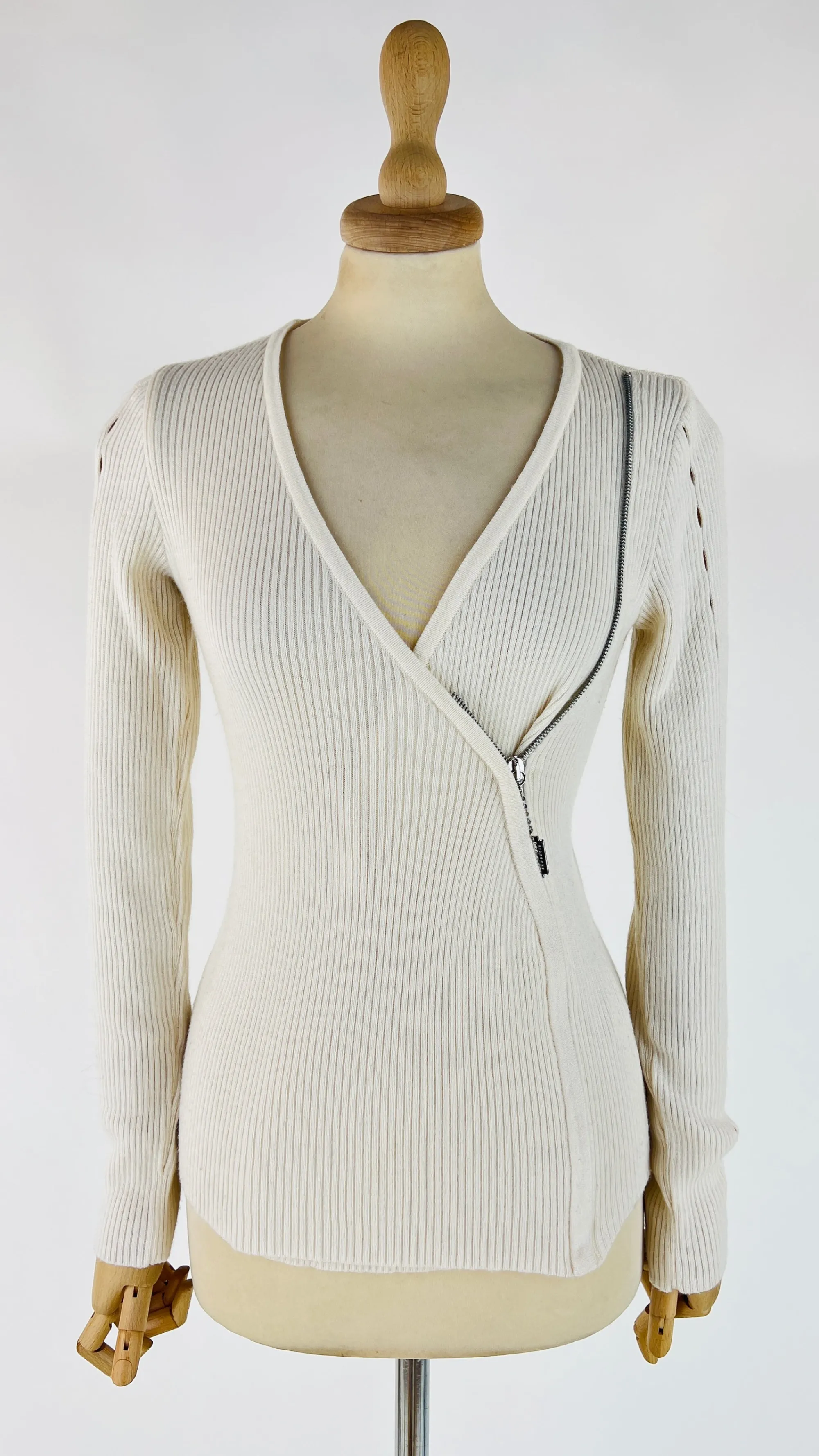 Donna Richmond ' X ' Felpe E Maglieria | Bianco/nero/grigio>Maglia con zip diagonale