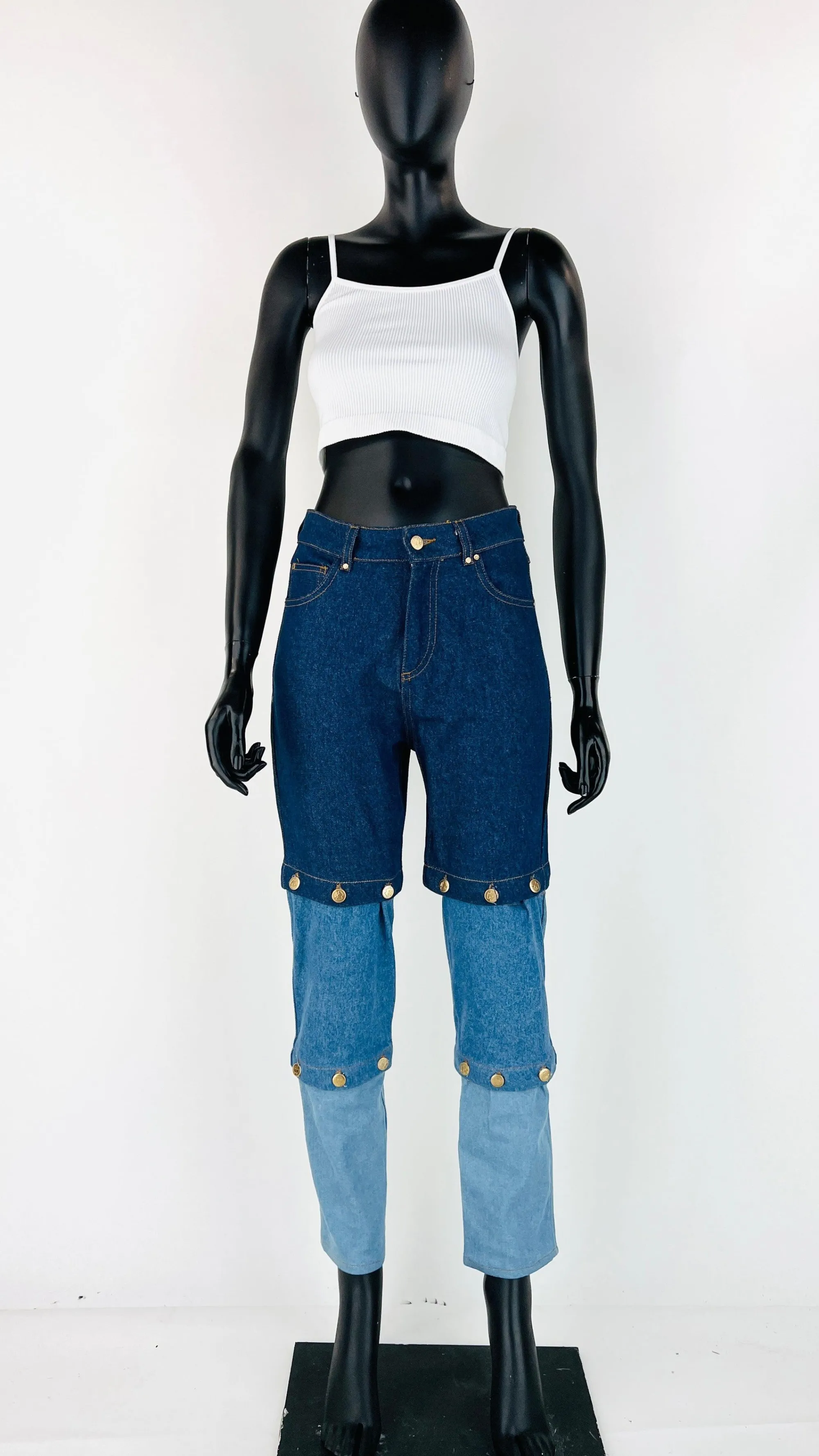 Donna Alessandro Enriquez Pantaloni E Shorts | Blu/azzurro/verde>Mom jeans scomponibili