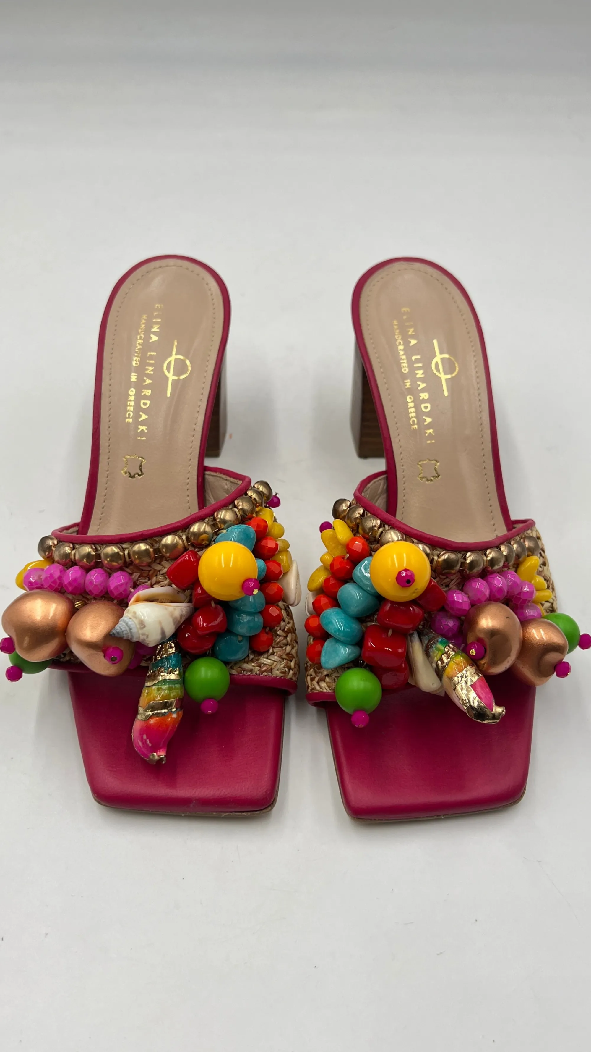 Donna Elina Linardaki Scarpe | Rosso/rosa/viola>Mules con appliqués