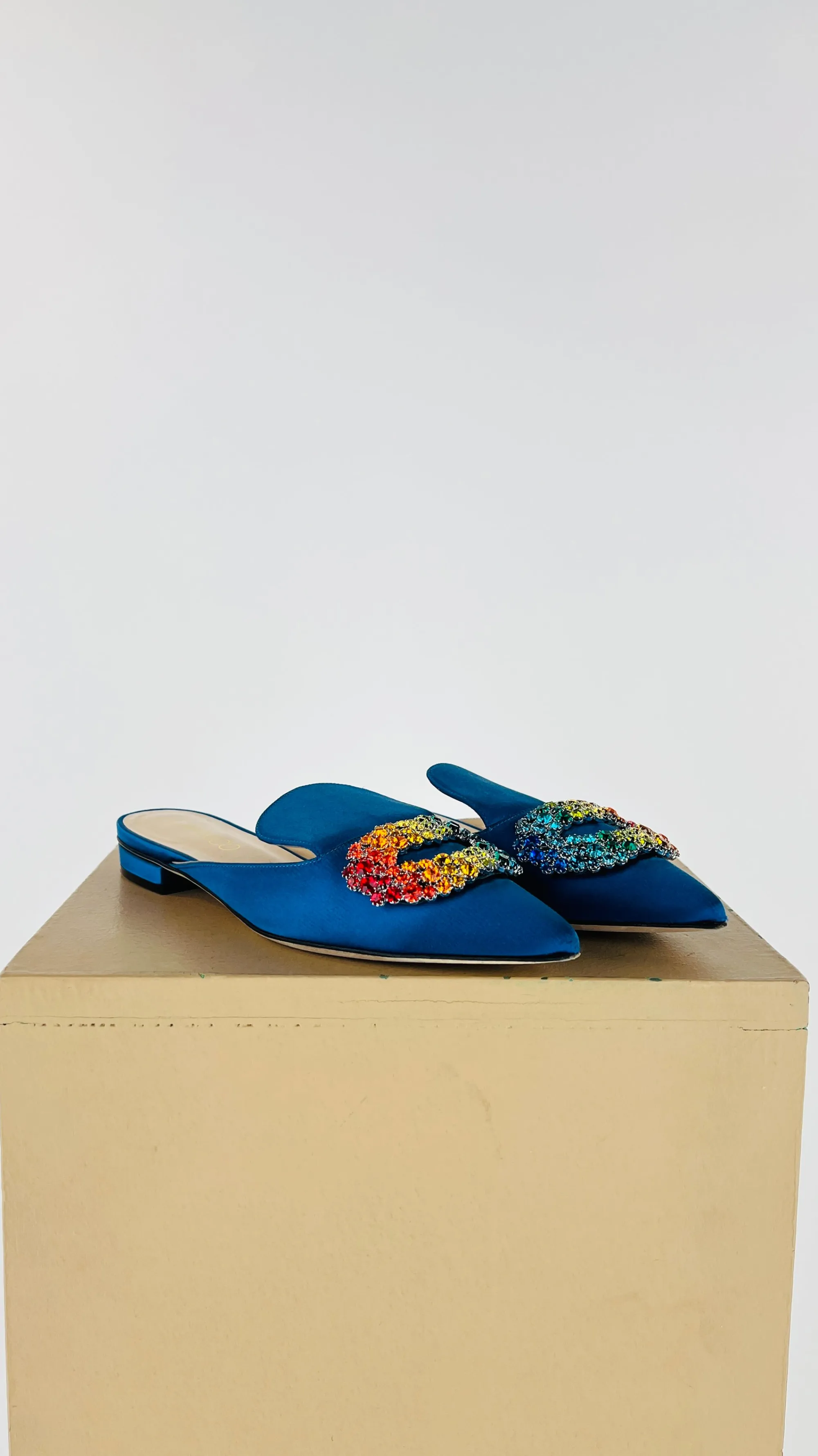 Donna GIANNICO Scarpe | Blu/azzurro/verde>Mules con strass arcobaleno