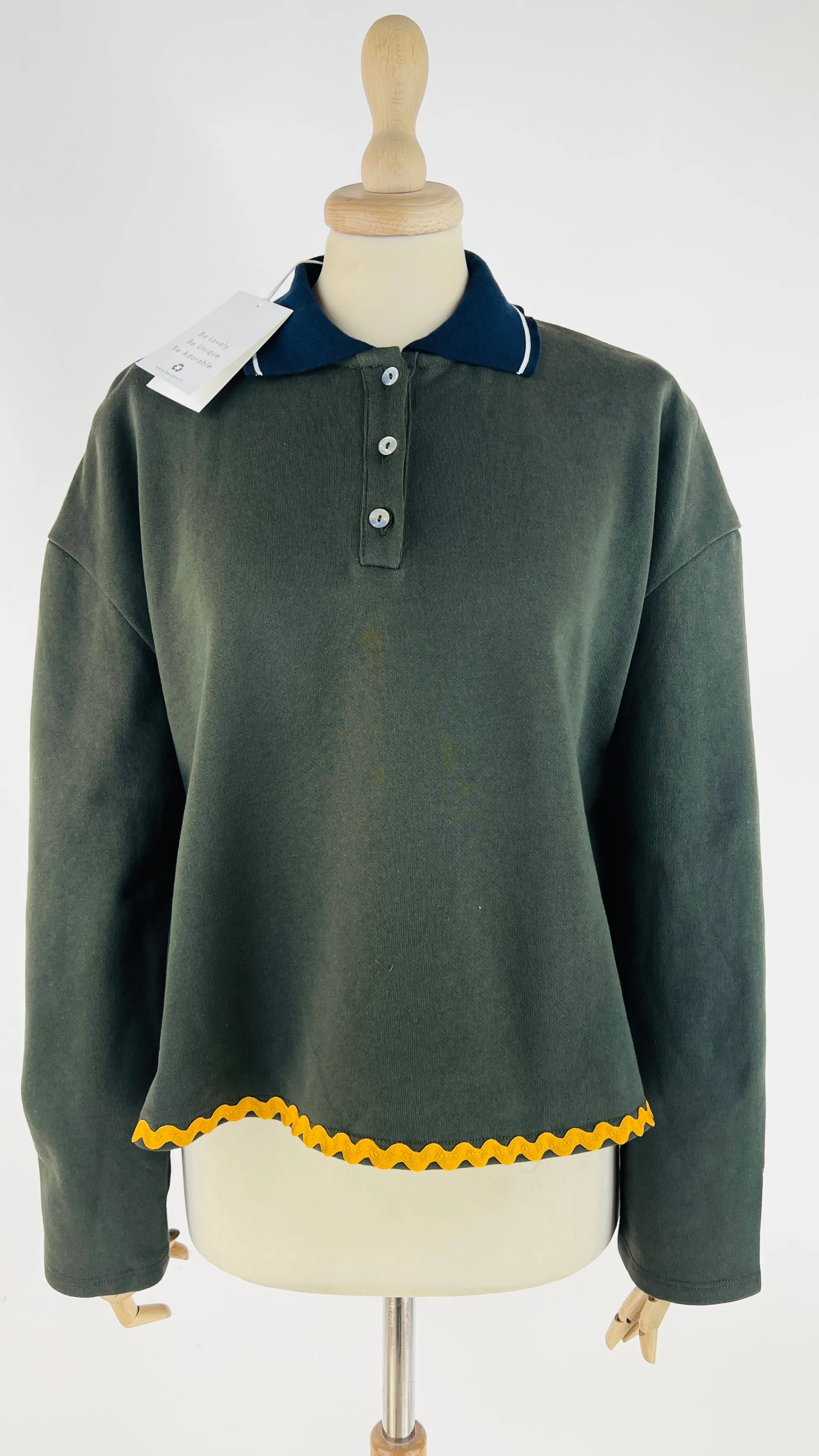 Donna Be sisters Longsleeves | Blu/azzurro/verde>Polo orlo con passamaneria e cartellino