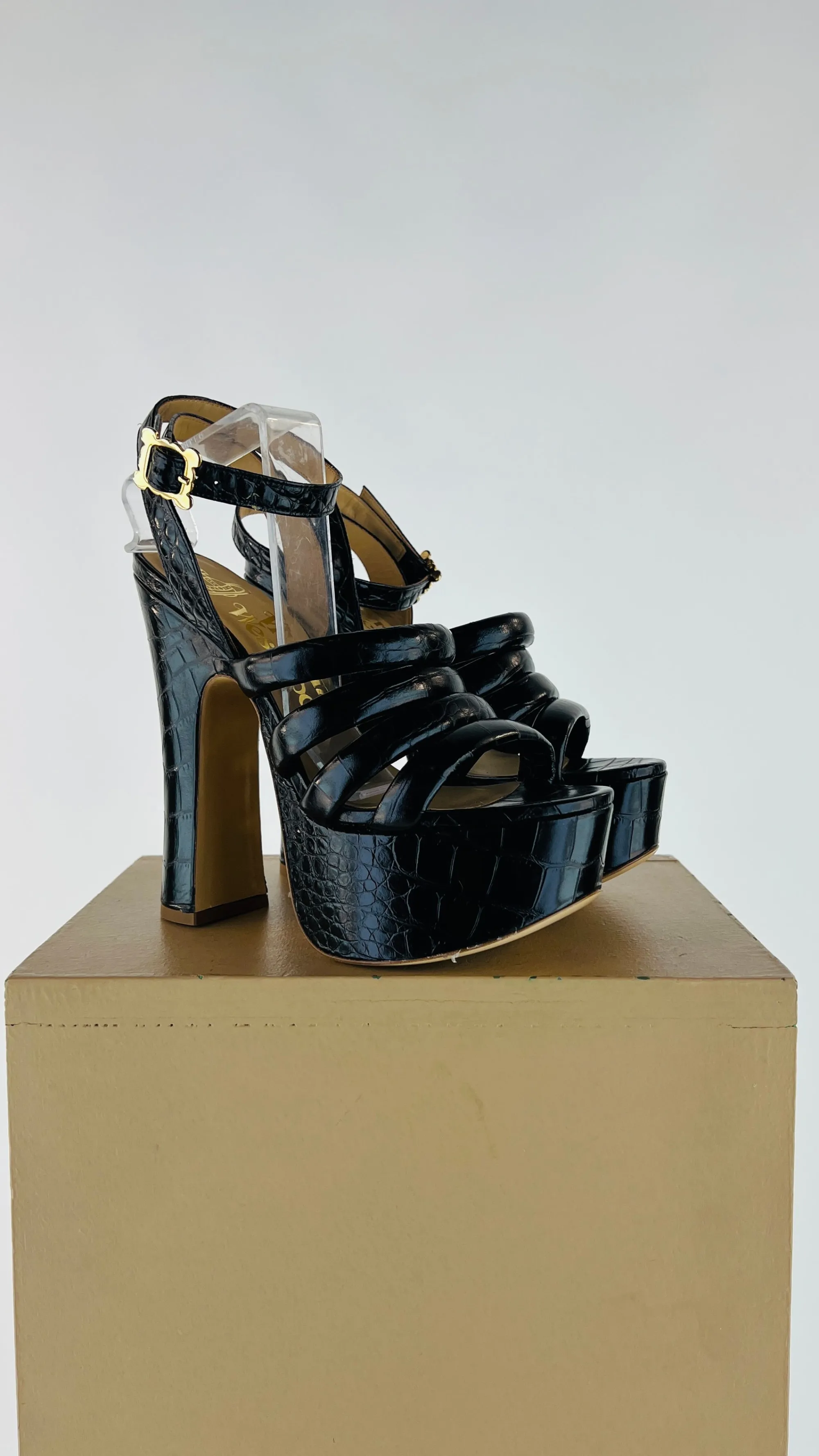 Donna Vivienne Westwood Scarpe | Bianco/nero/grigio>Sandali "Britney" animalier nero