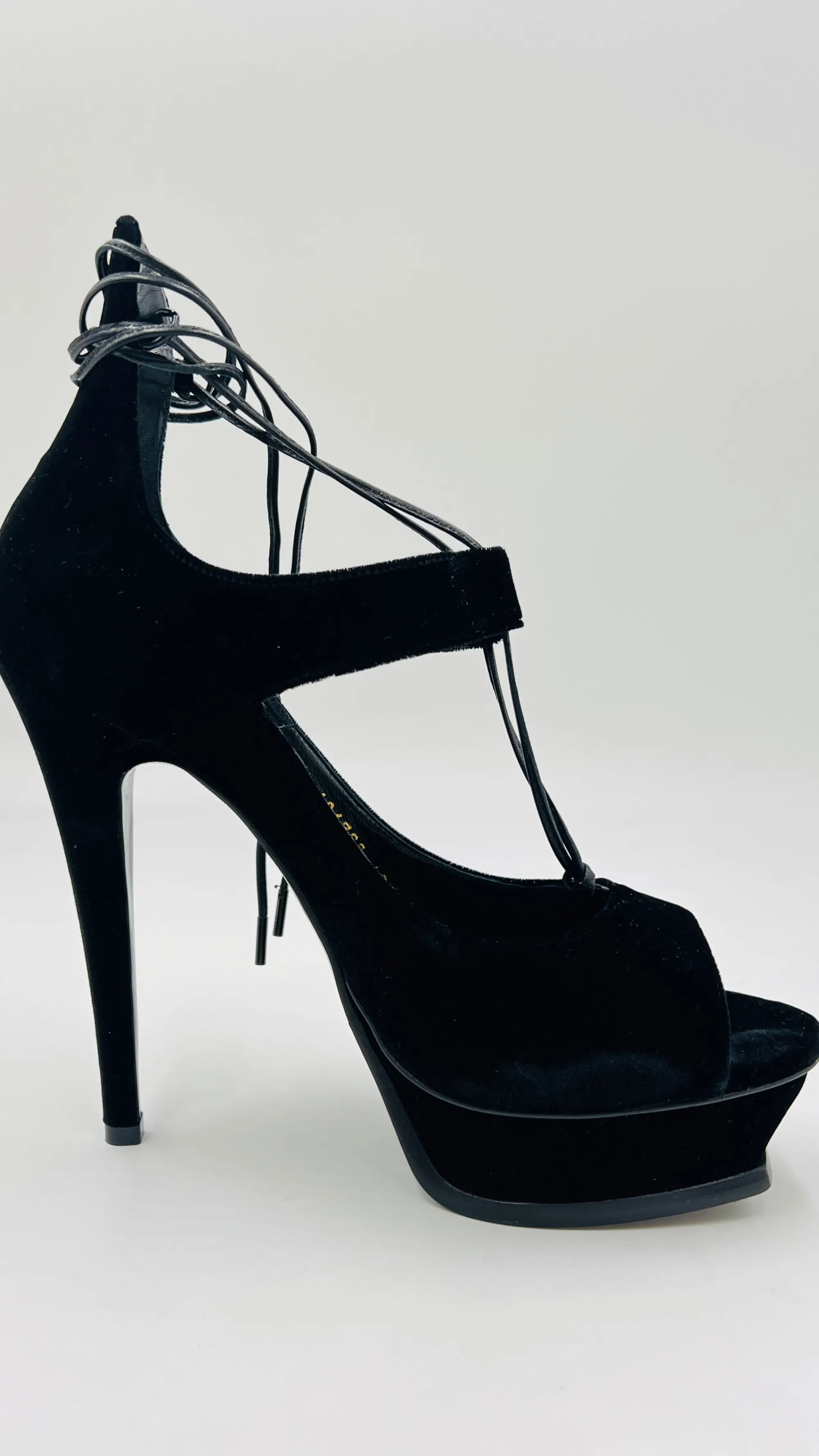 Donna Yves Saint Laurent Scarpe | Bianco/nero/grigio>Sandali platform con lacci