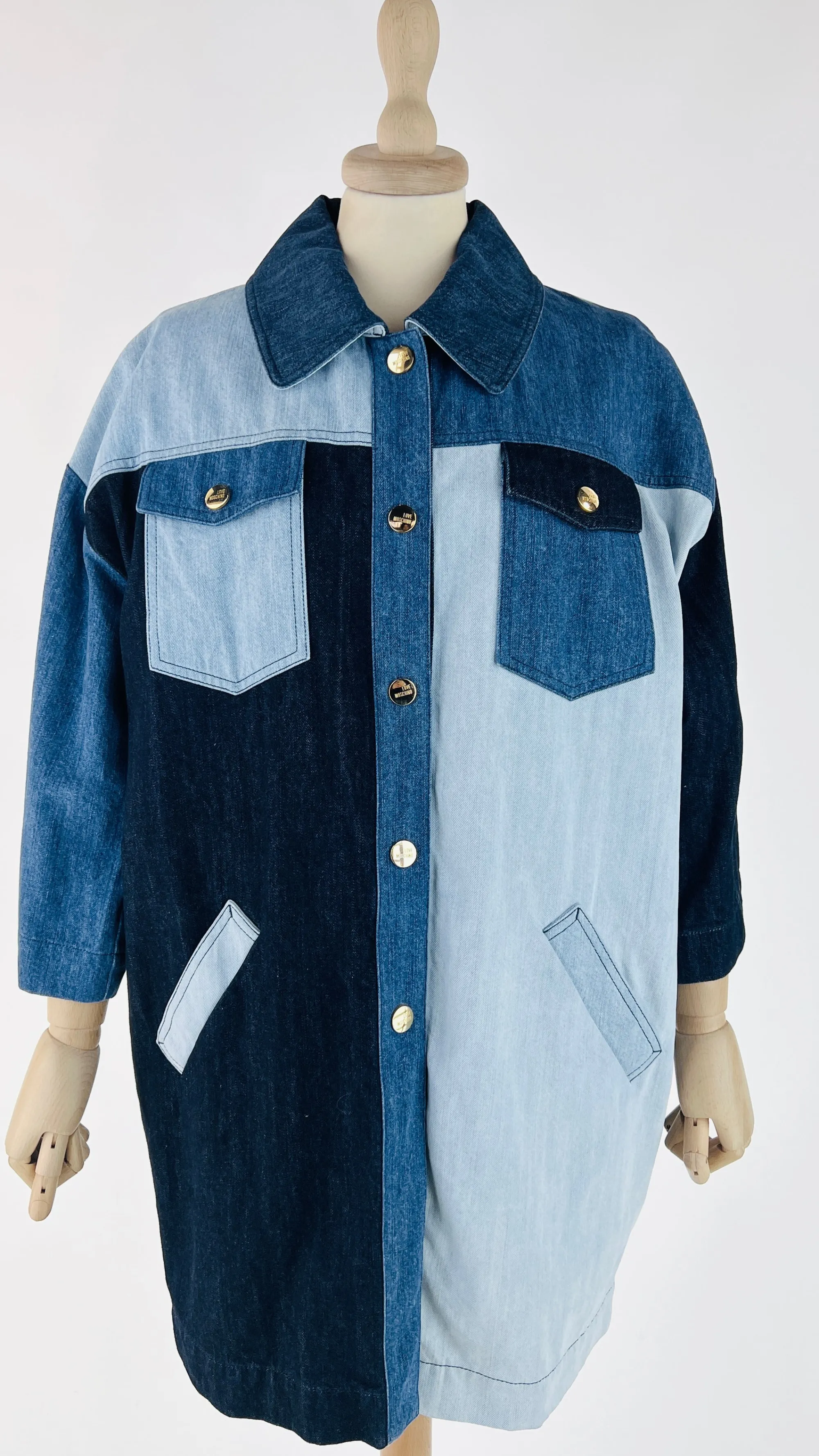 Donna Love Moschino Cappotti, Trench, Soprabiti | Giacche&piumini>Soprabito in denim color block