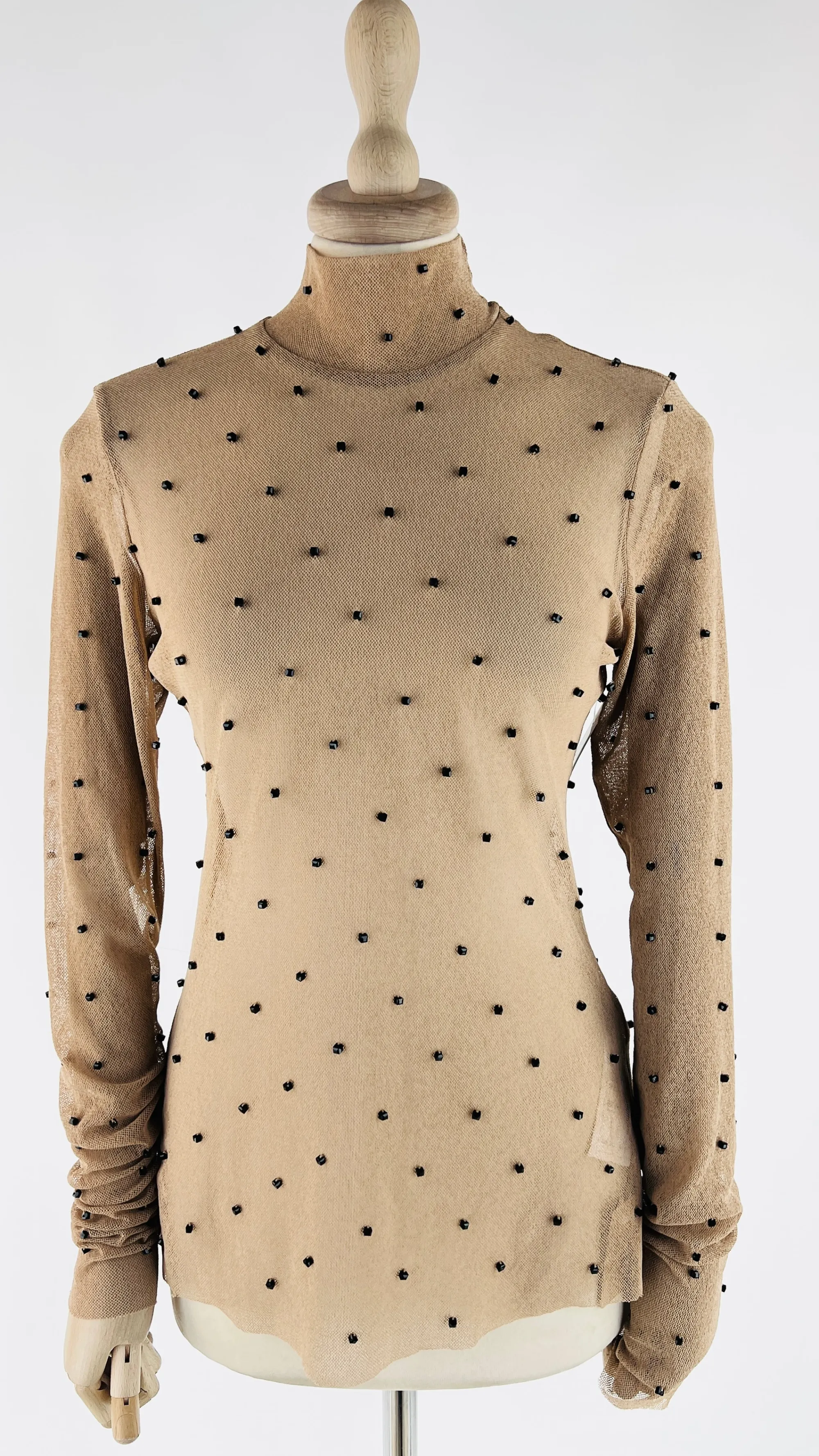 Donna Judy Zhang Longsleeves | Giallo/arancione/marrone/oro>Top mesh con strass neri