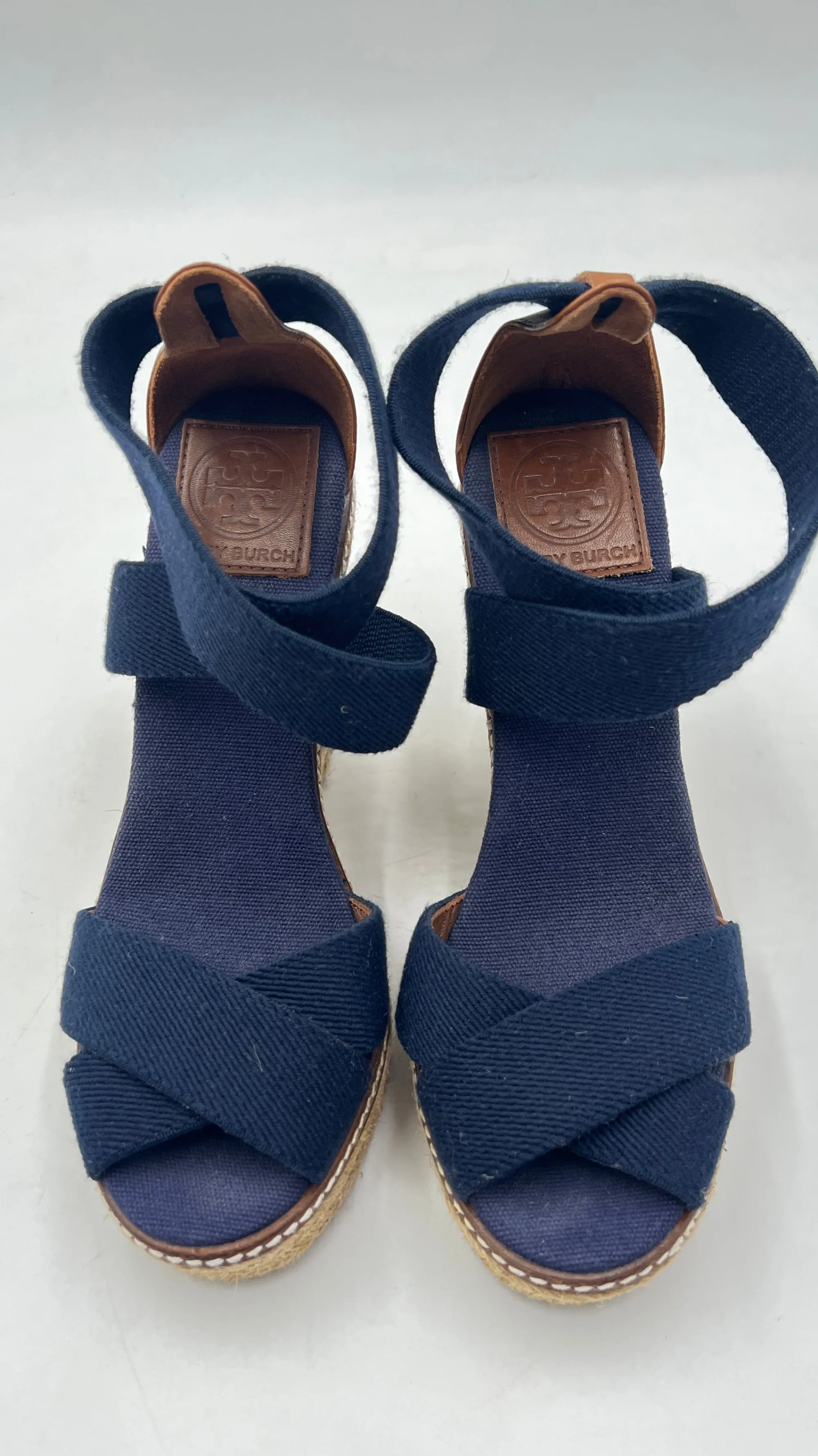 Donna Tory Burch Scarpe | Bianco/nero/grigio>Zeppe a fasce incrociate